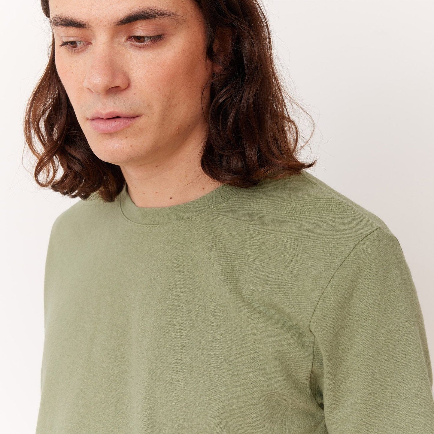 Sage green cotton and linen T-shirt