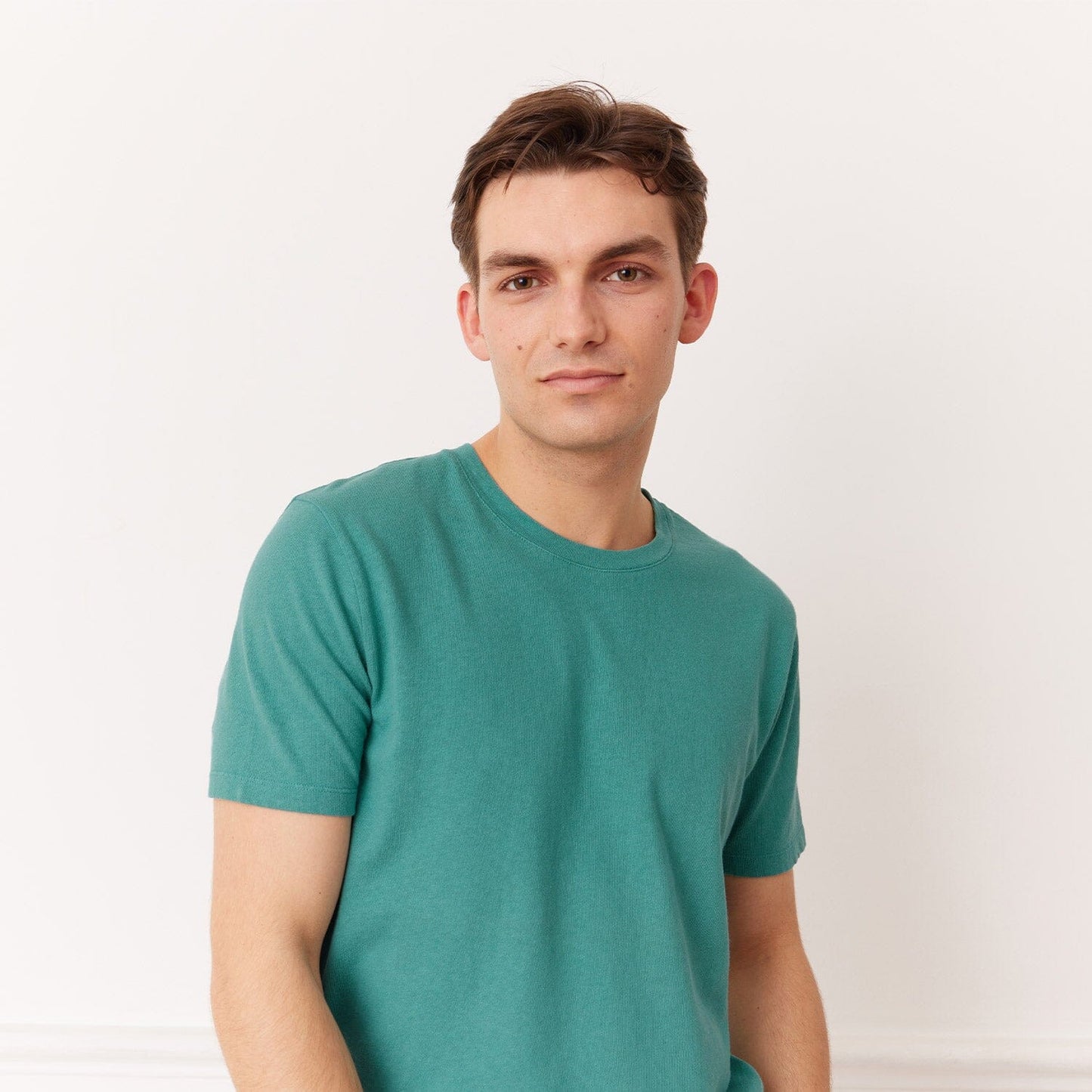 T-shirt en coton et lin émeraude