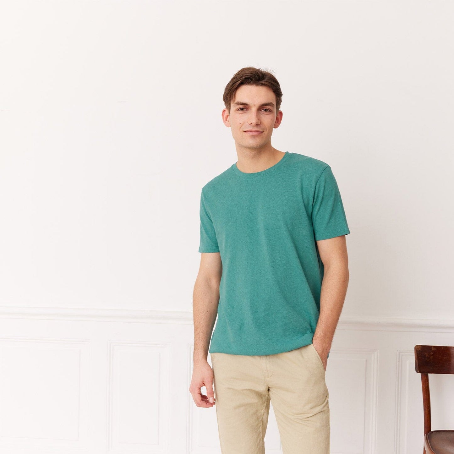 T-shirt en coton et lin émeraude
