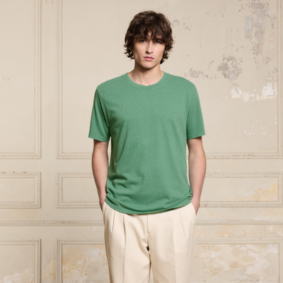 Emerald cotton and linen T-shirt