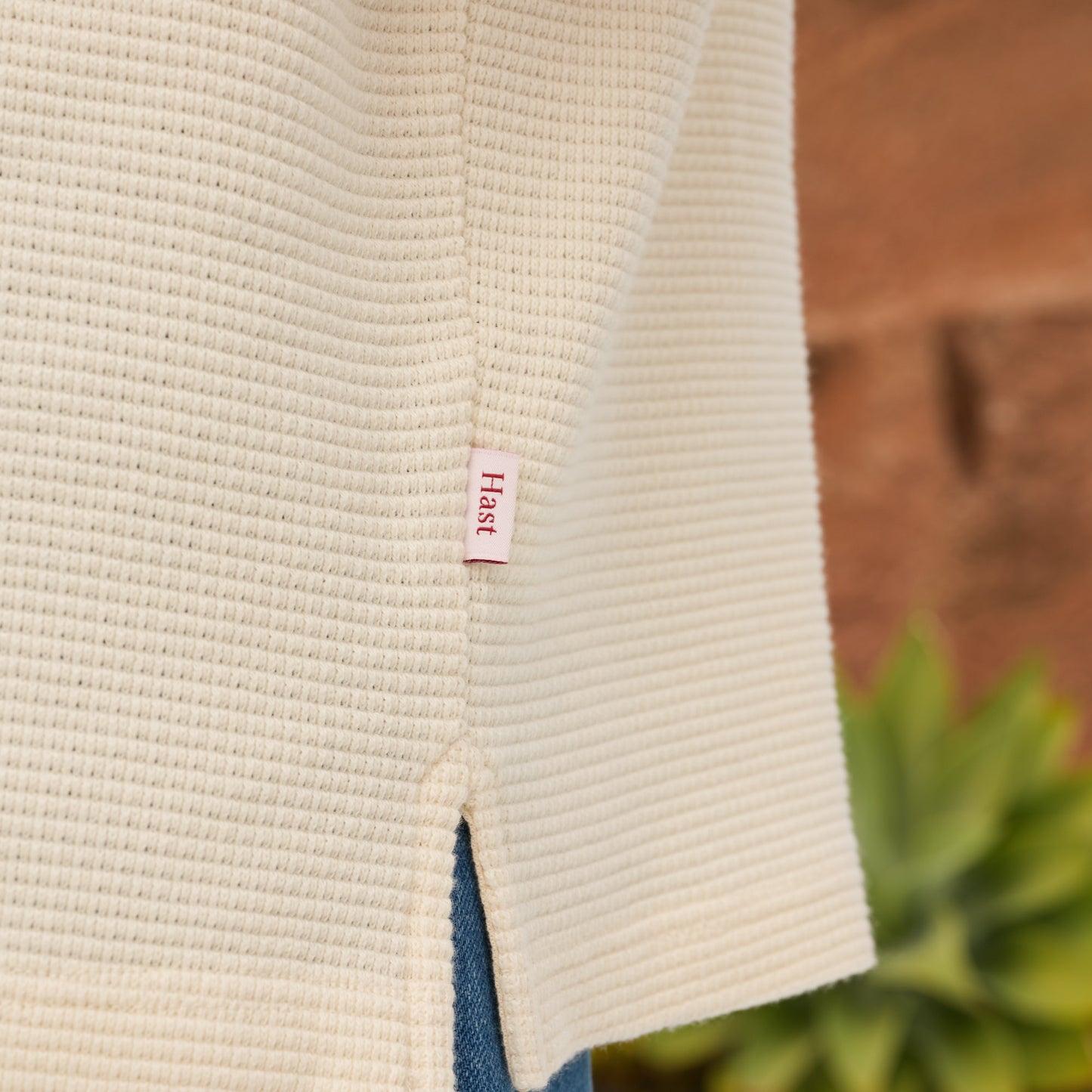 Ecru cotton Henley T-shirt