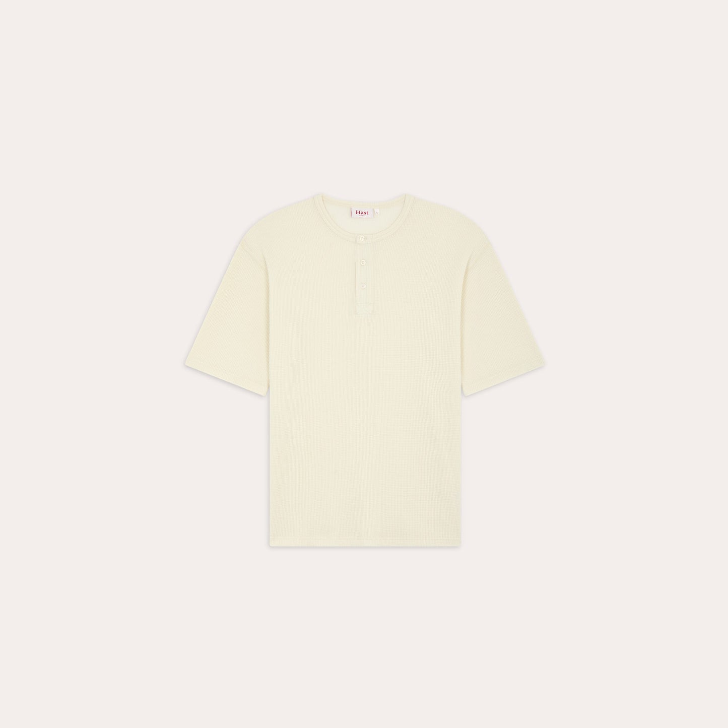 Ecru cotton Henley T-shirt
