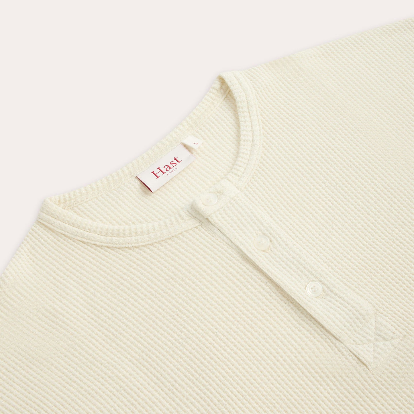 Ecru cotton Henley T-shirt