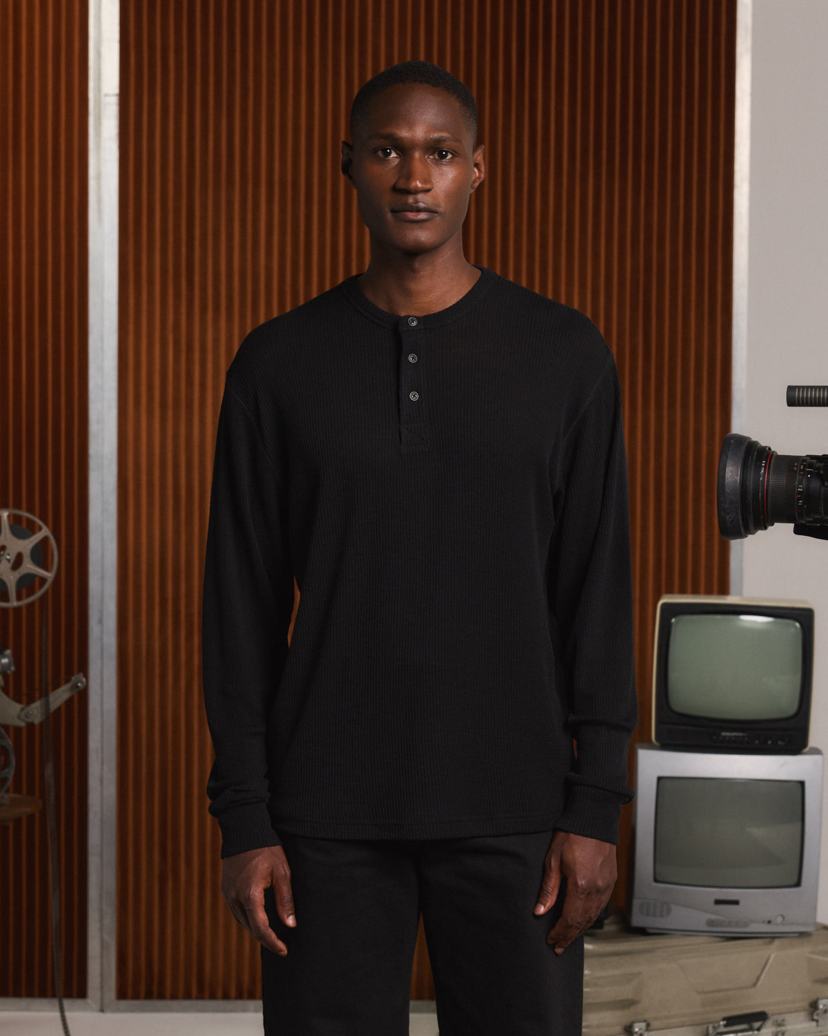Henley en laine noire