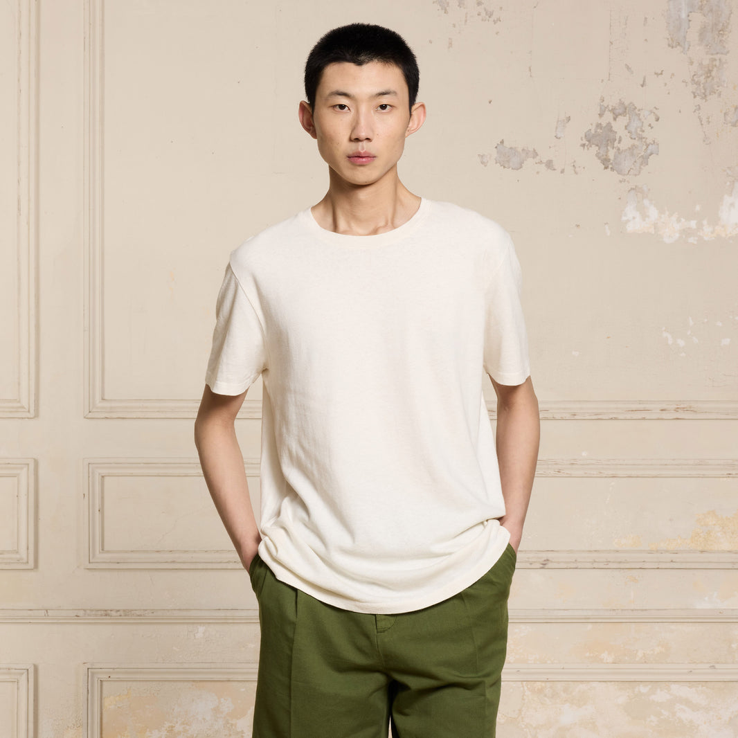 Linen and natural cotton t-shirt