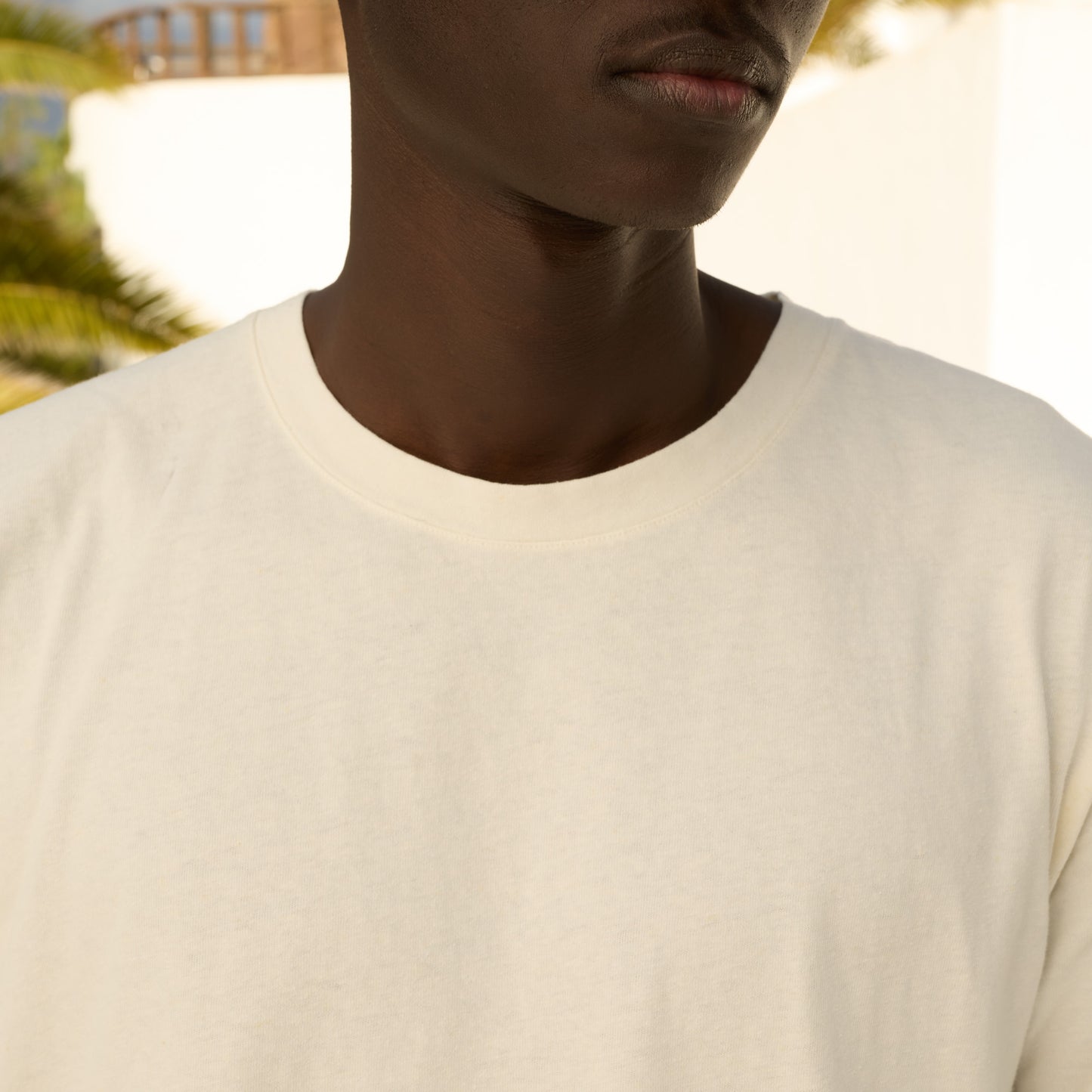 Ecru cotton and linen T-shirt