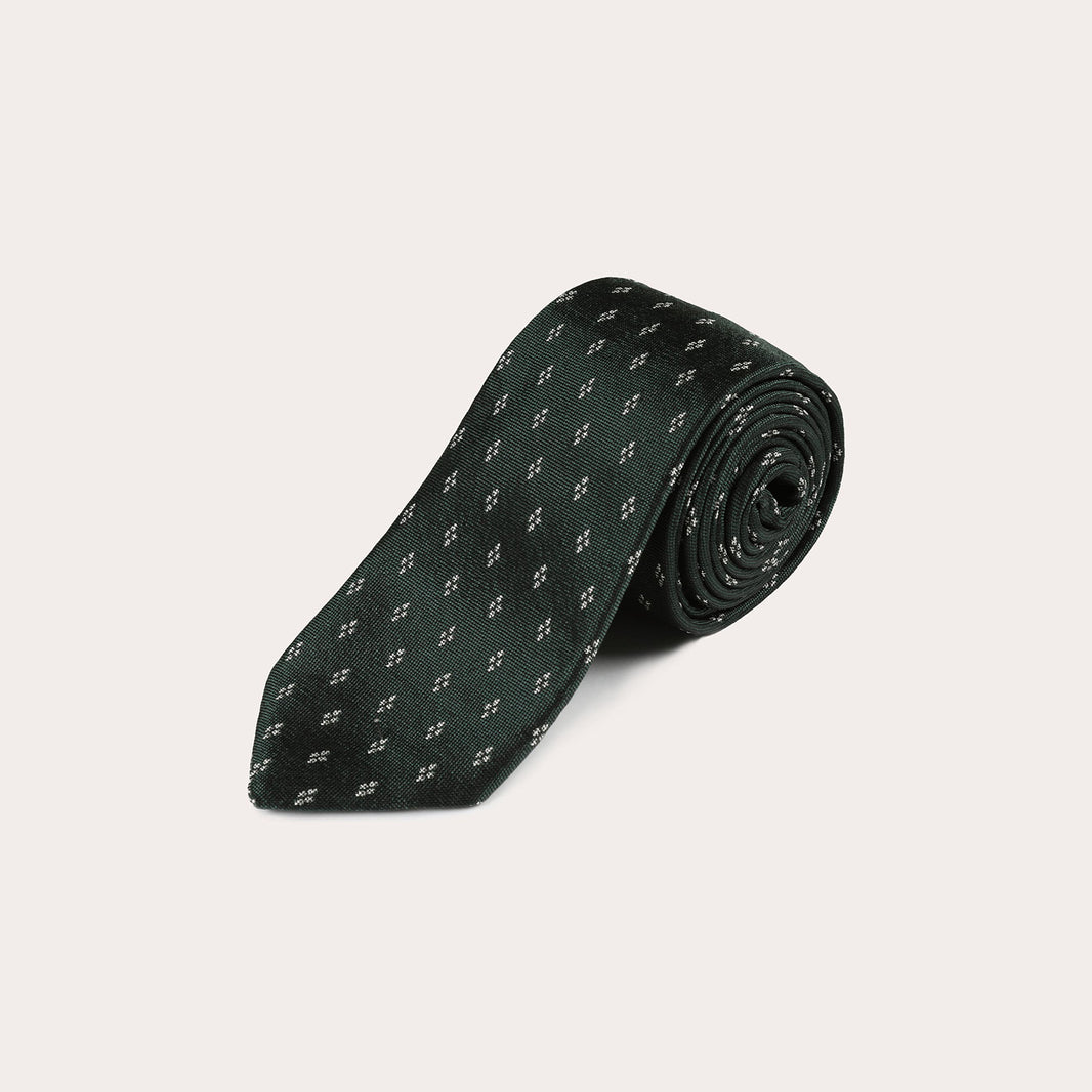 Green patterned tie