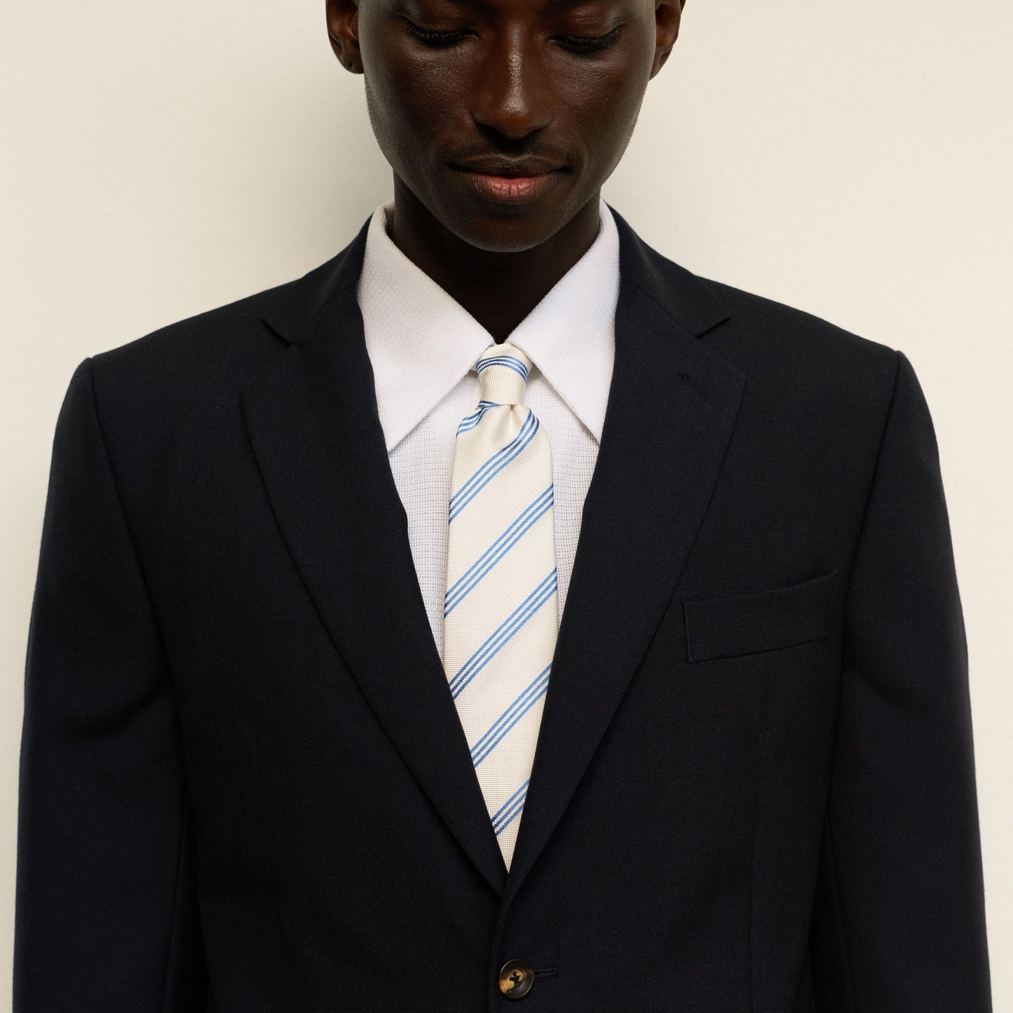 Ecru striped silk tie