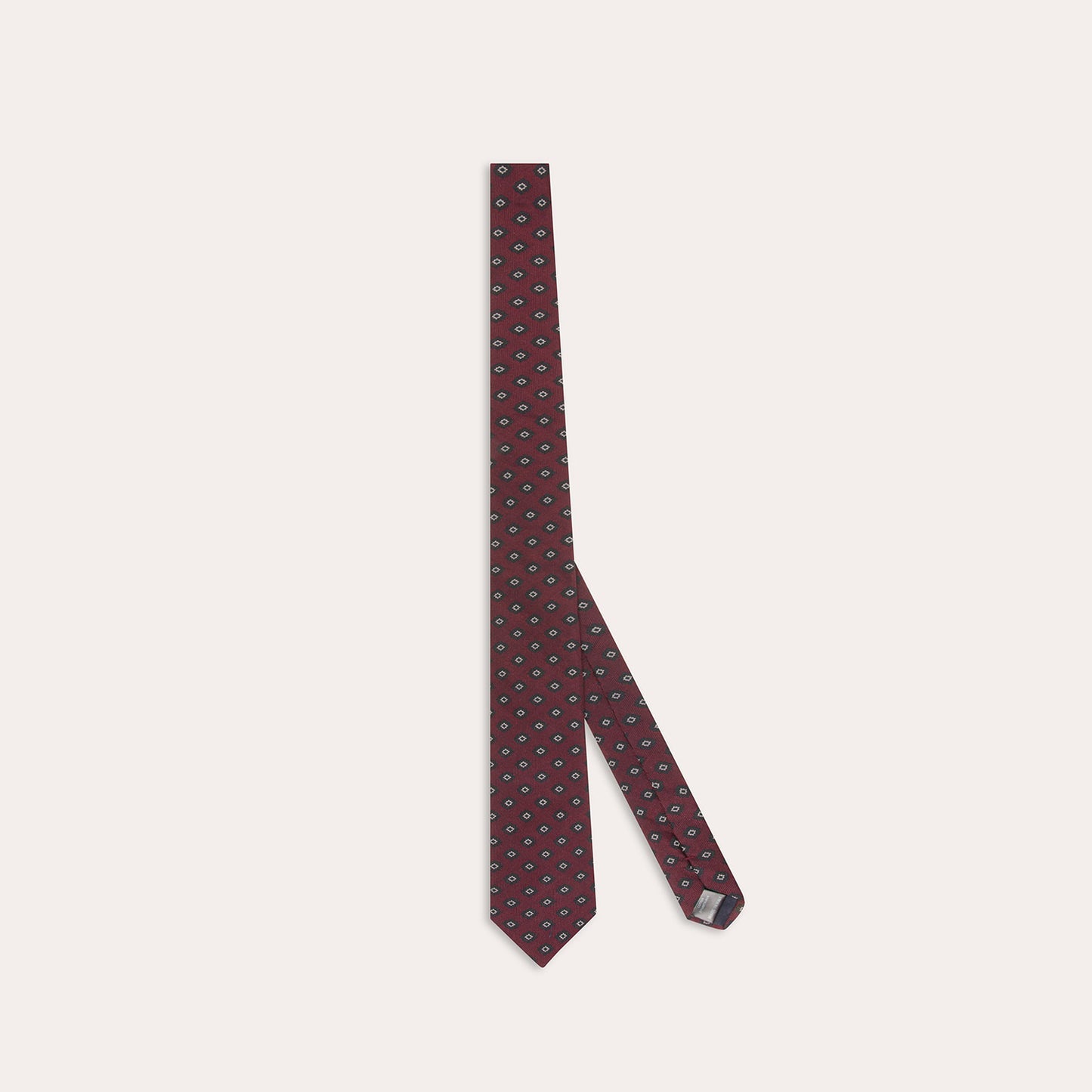 Cravate en coton soie bordeaux vert à motifs