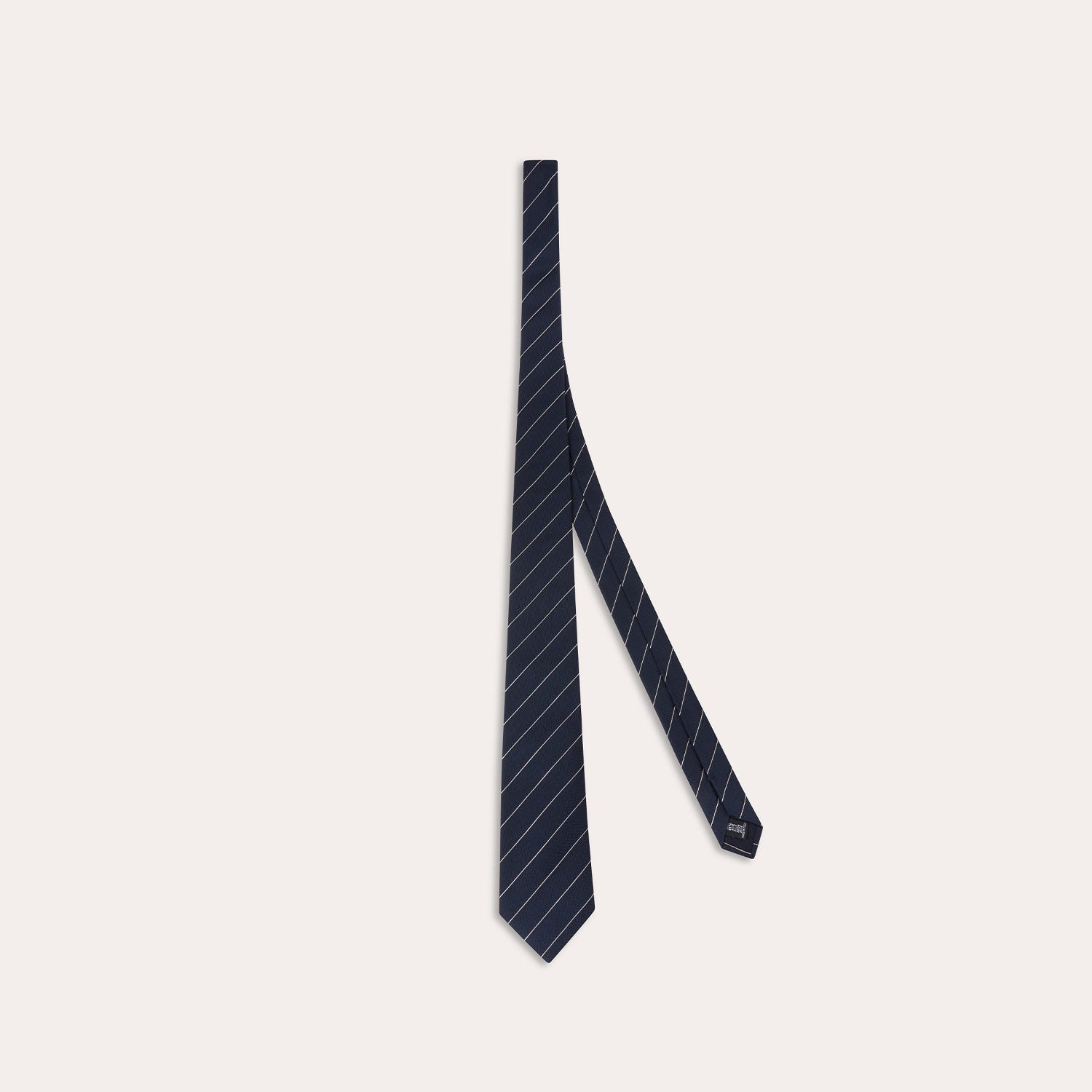 Cravate en soie bleu rayure marine