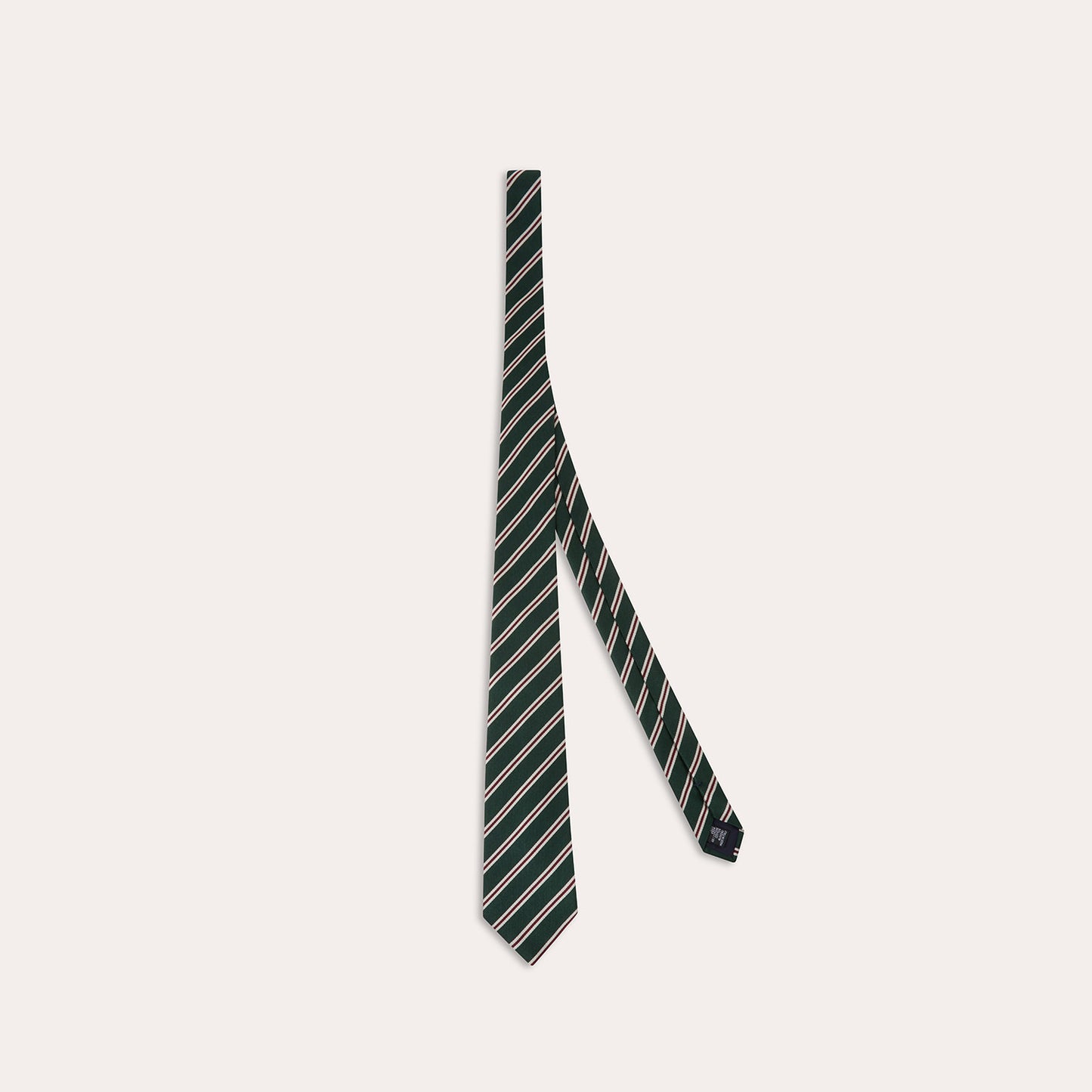 Cravate en soie coton vert rayure bordeaux