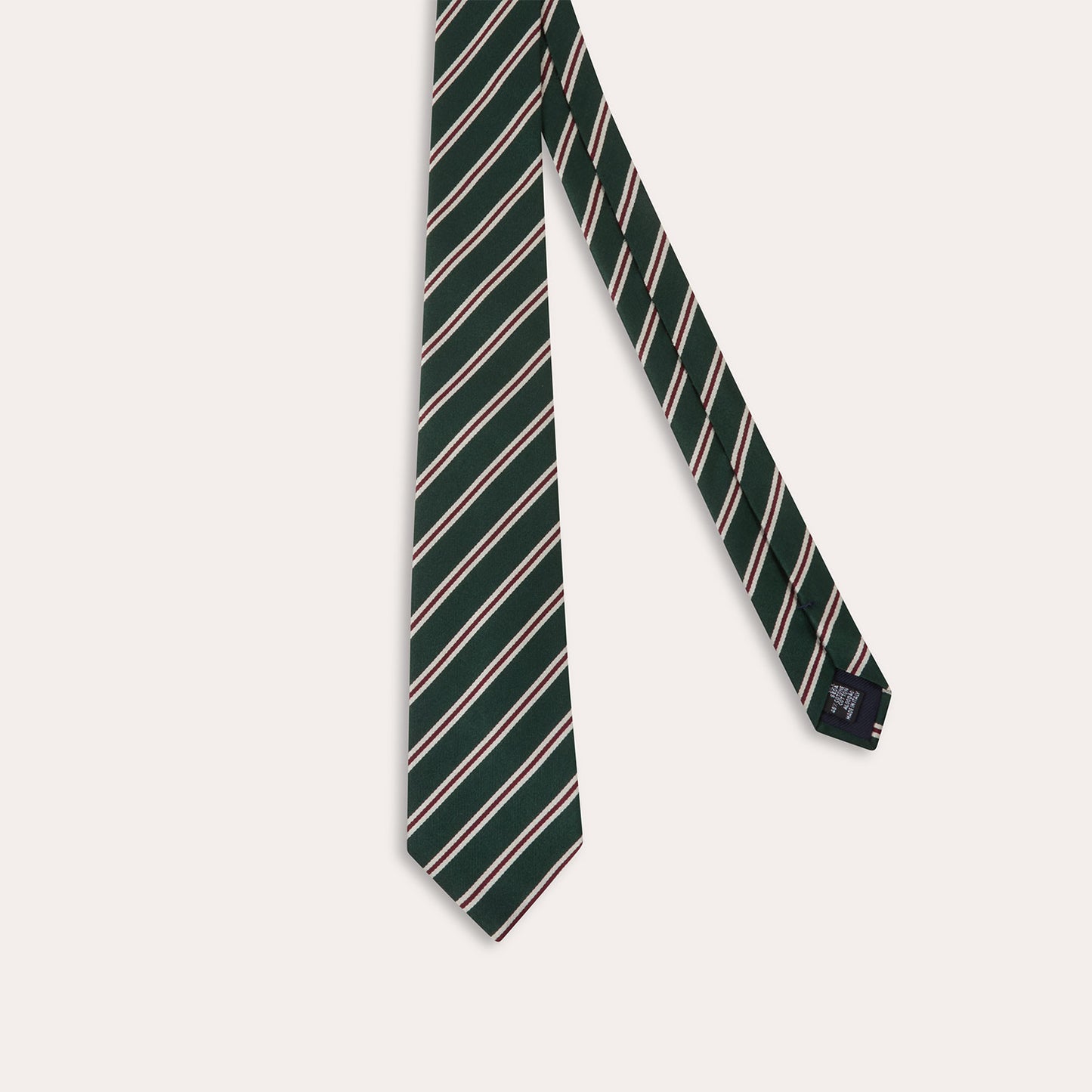 Cravate en soie coton vert rayure bordeaux