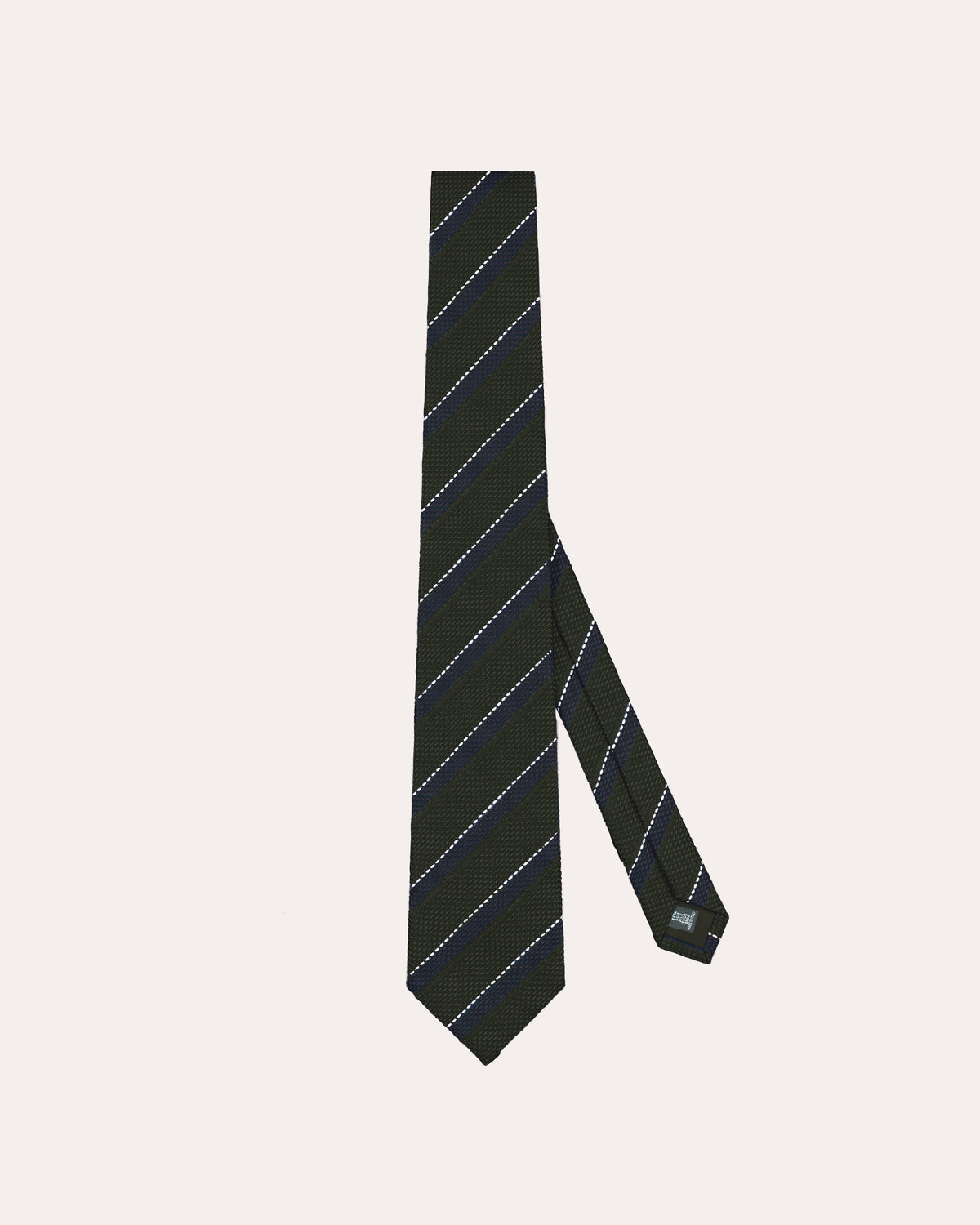 Cravate en soie et coton verte à rayures club