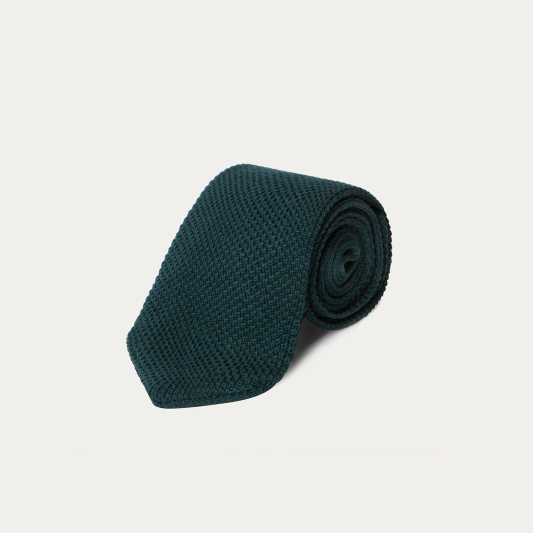 Green wool knit tie