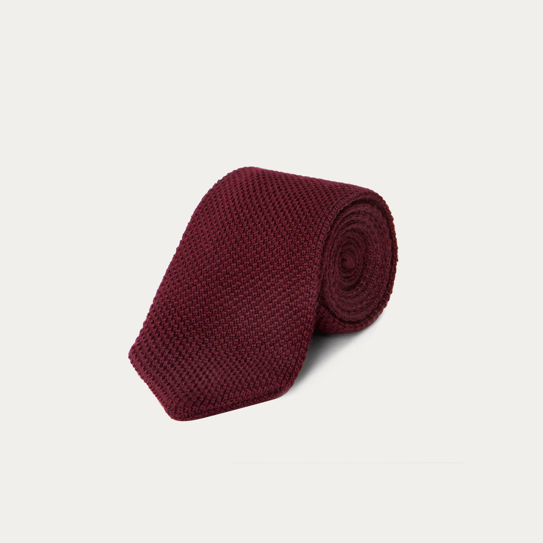 Burgundy wool knit tie