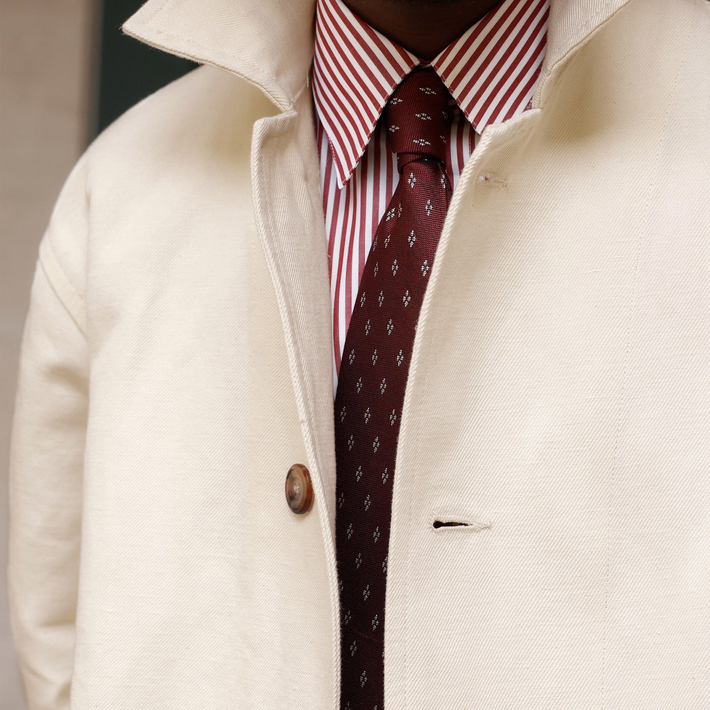Ecru cotton and linen work jacket