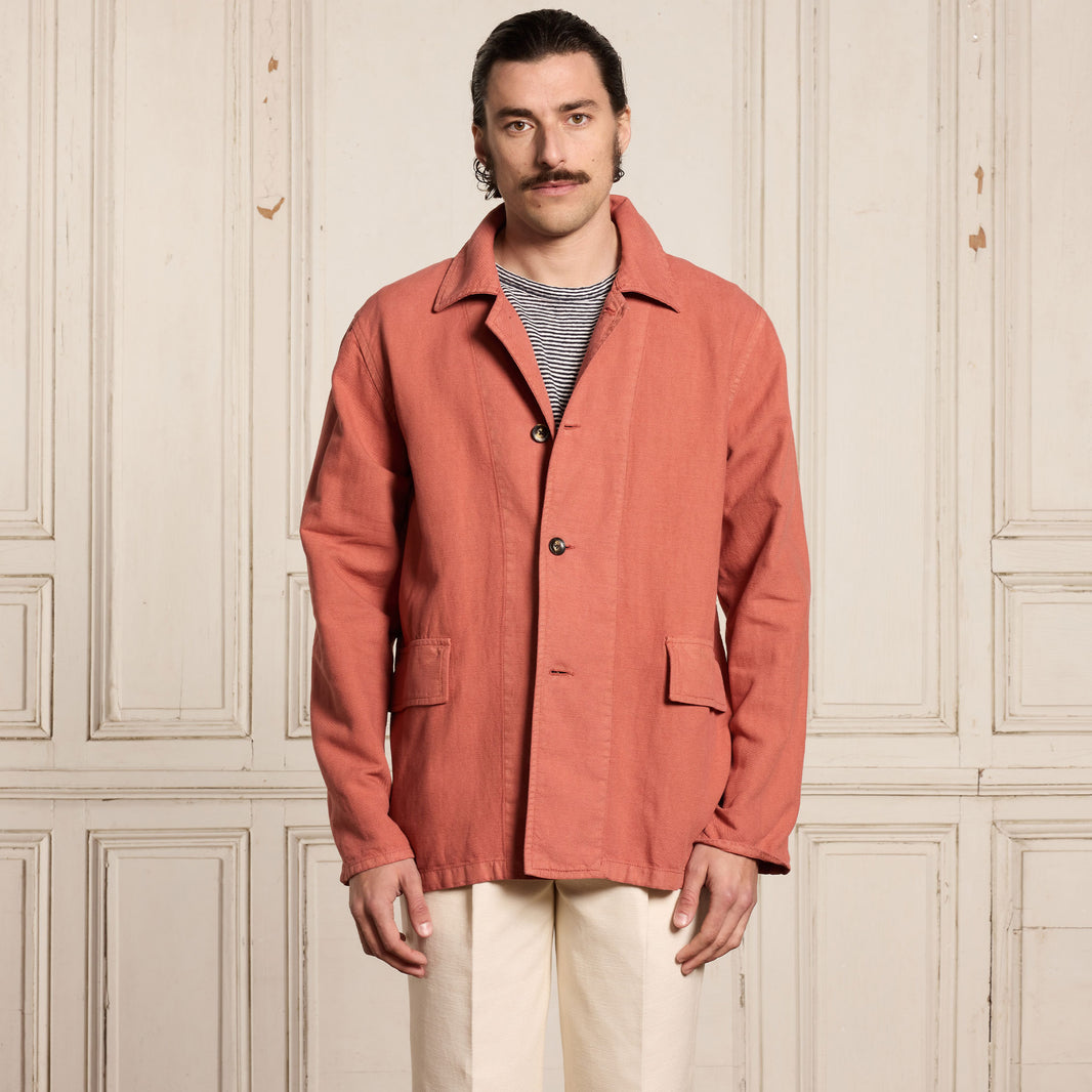 Coral cotton and linen work jacket