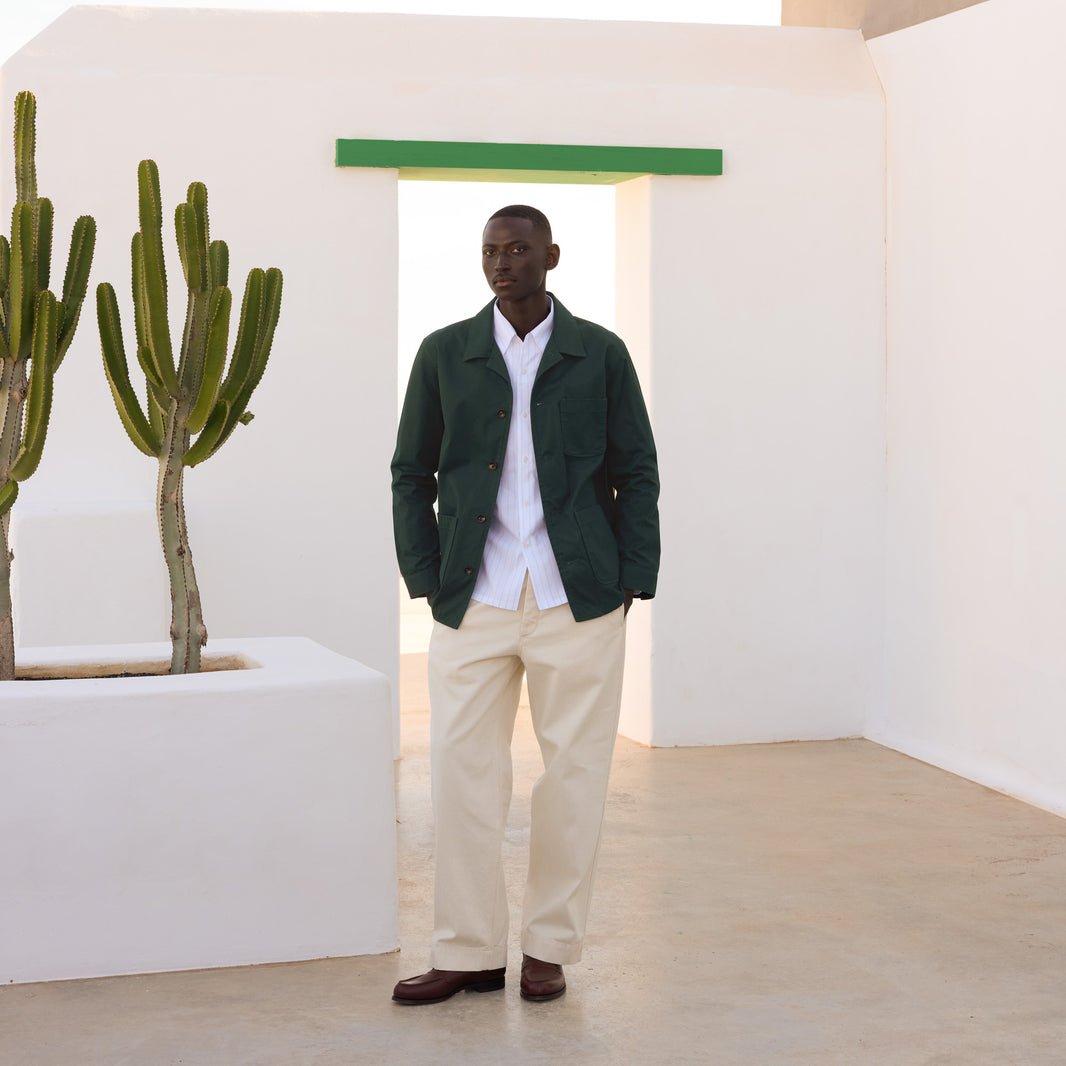 Veste de travail en coton vert sapin