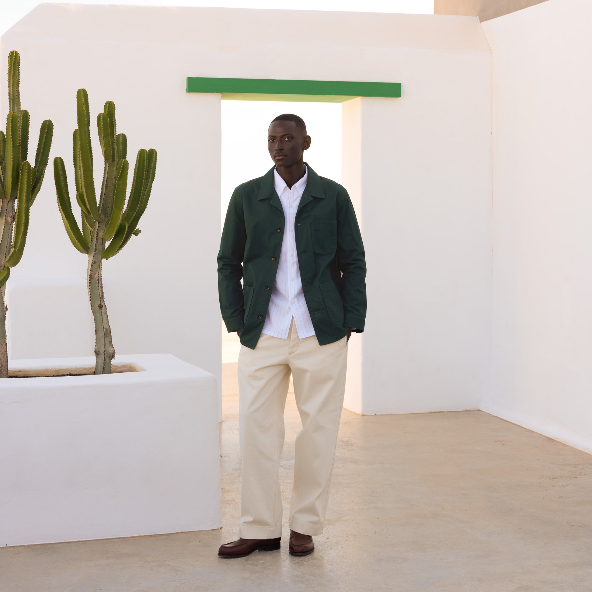 Veste de travail en coton vert sapin