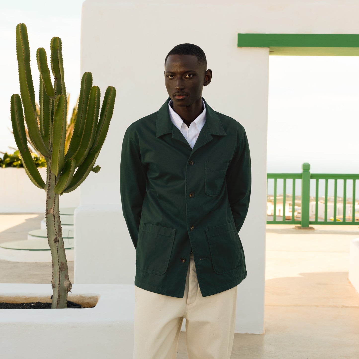 Veste de travail en coton vert sapin