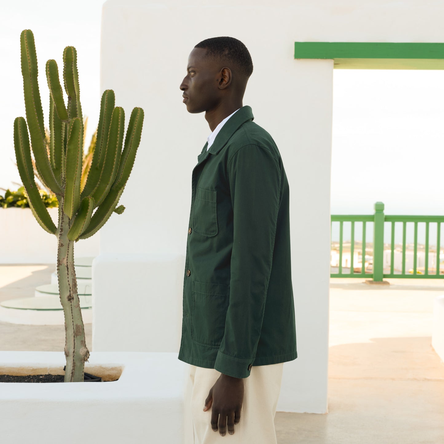 Veste de travail en coton vert sapin