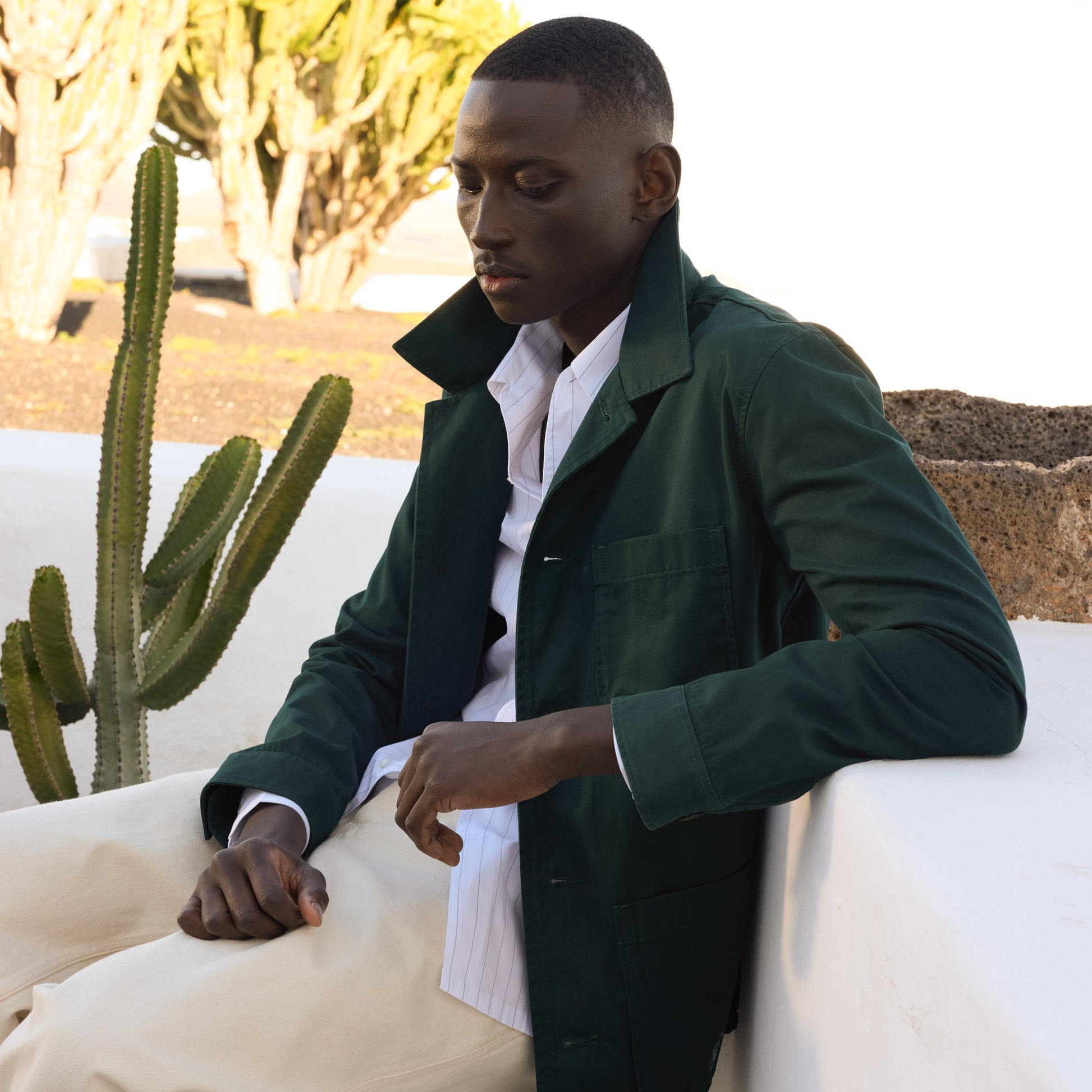 Veste de travail en coton vert sapin