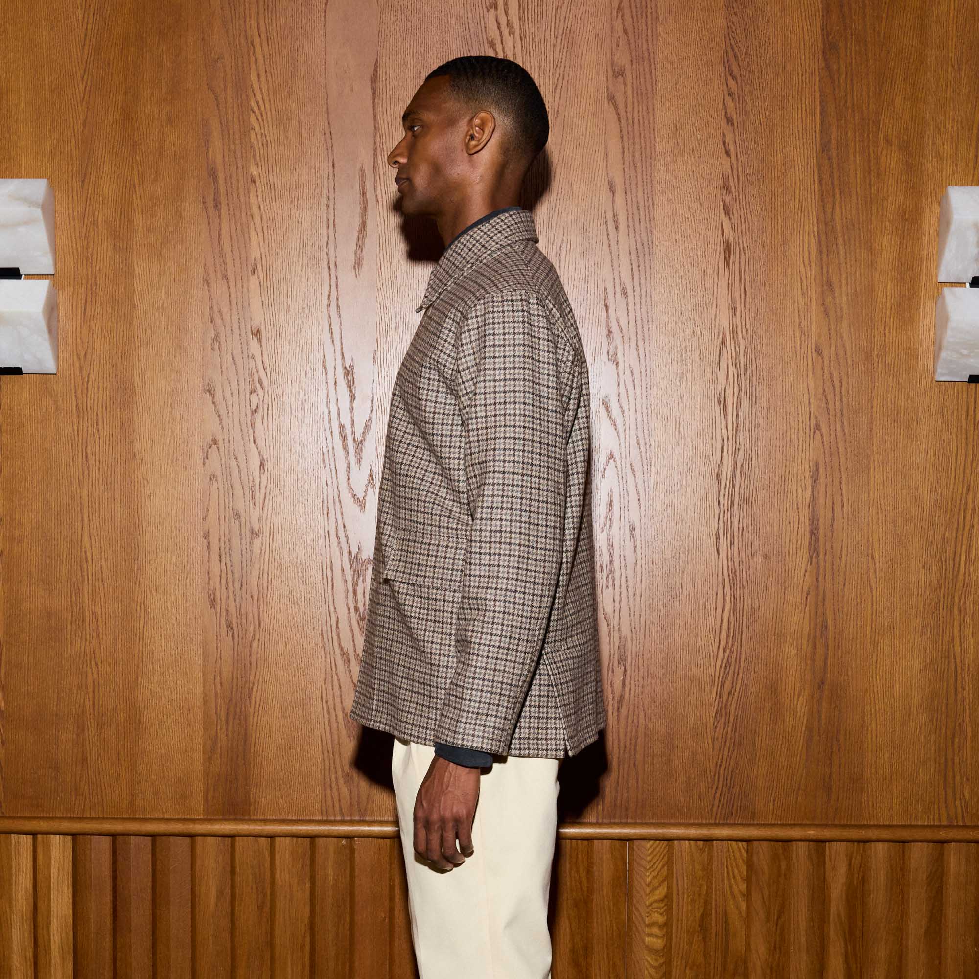 【ジャケット&パンツ】Houndstooth Wool セットアップ Brown houndstooth wool work jacket | Hast – Hast Paris