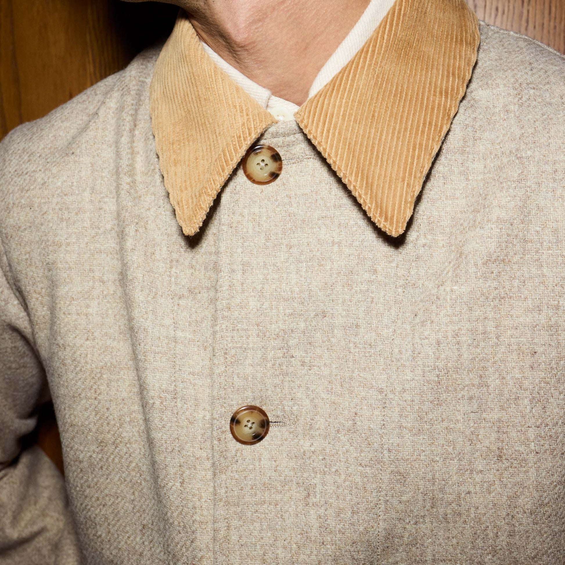 Veste de travail en laine beige chiné