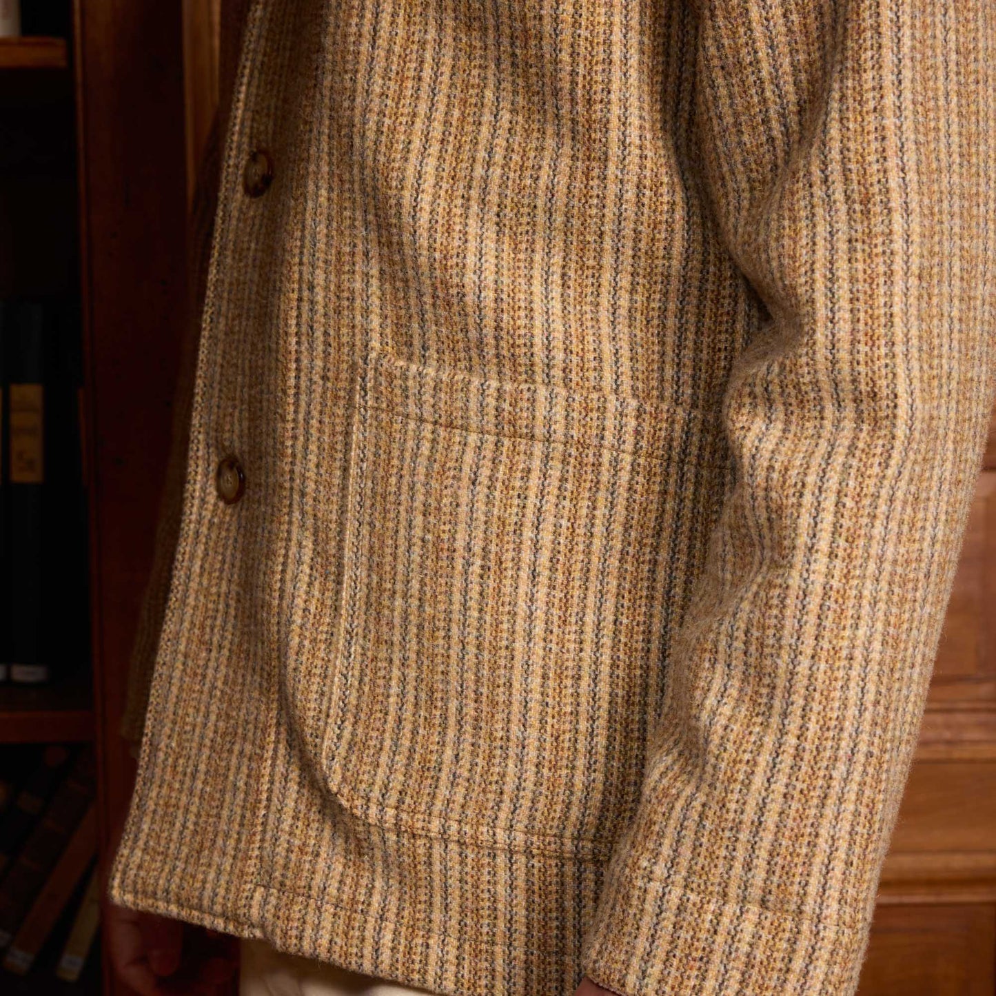 Beige patterned wool work jacket