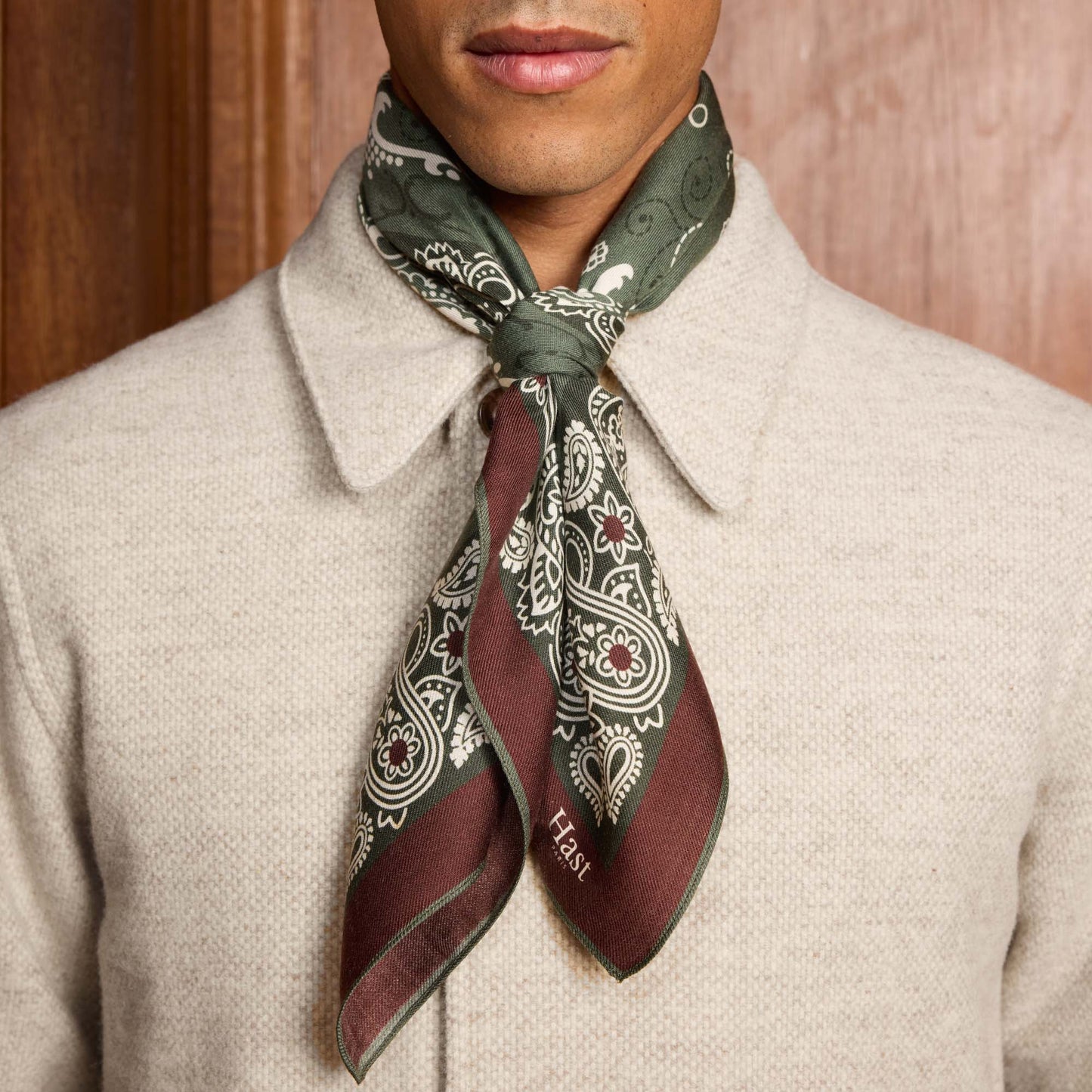 Veste de travail en laine écru chinée