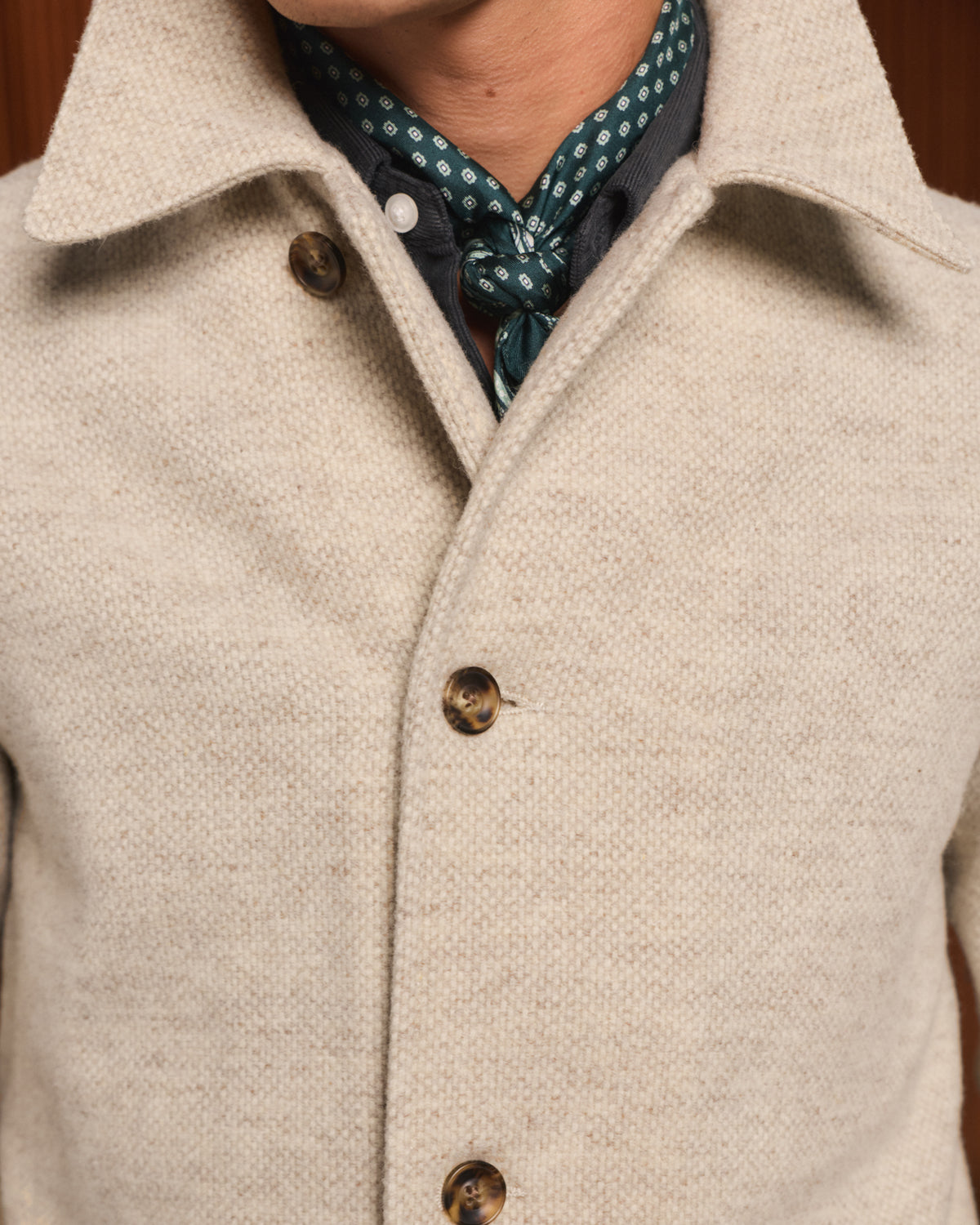 Ecru flecked wool work jacket