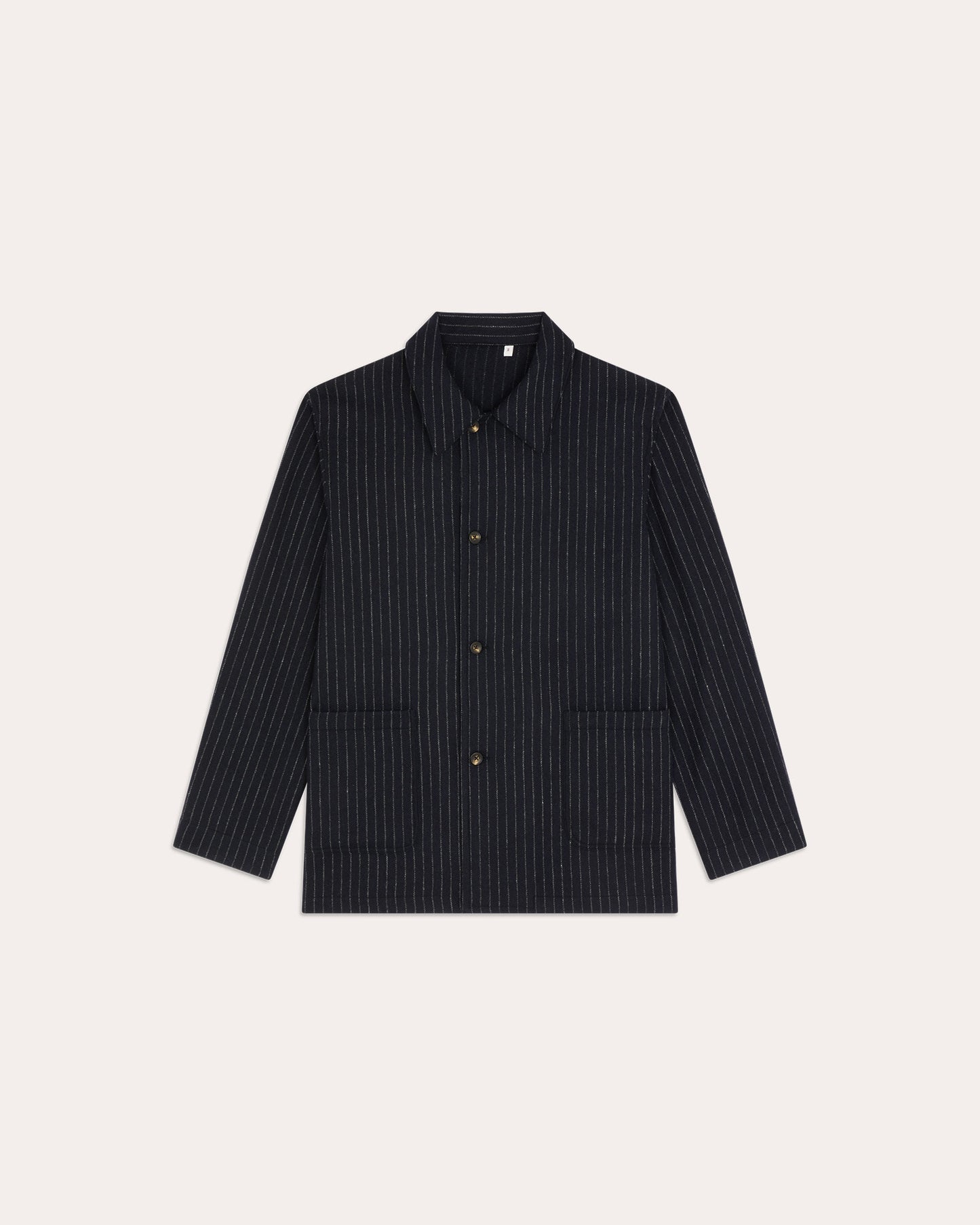 Work jacket in navy blue virgin wool with chalk stripes