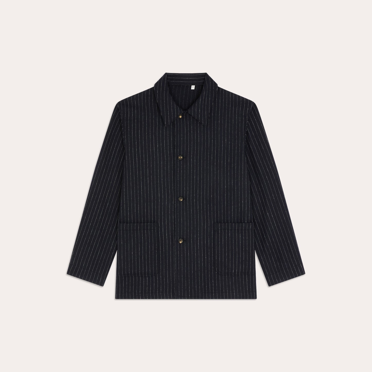 Navy blue chalk striped virgin wool work jacket