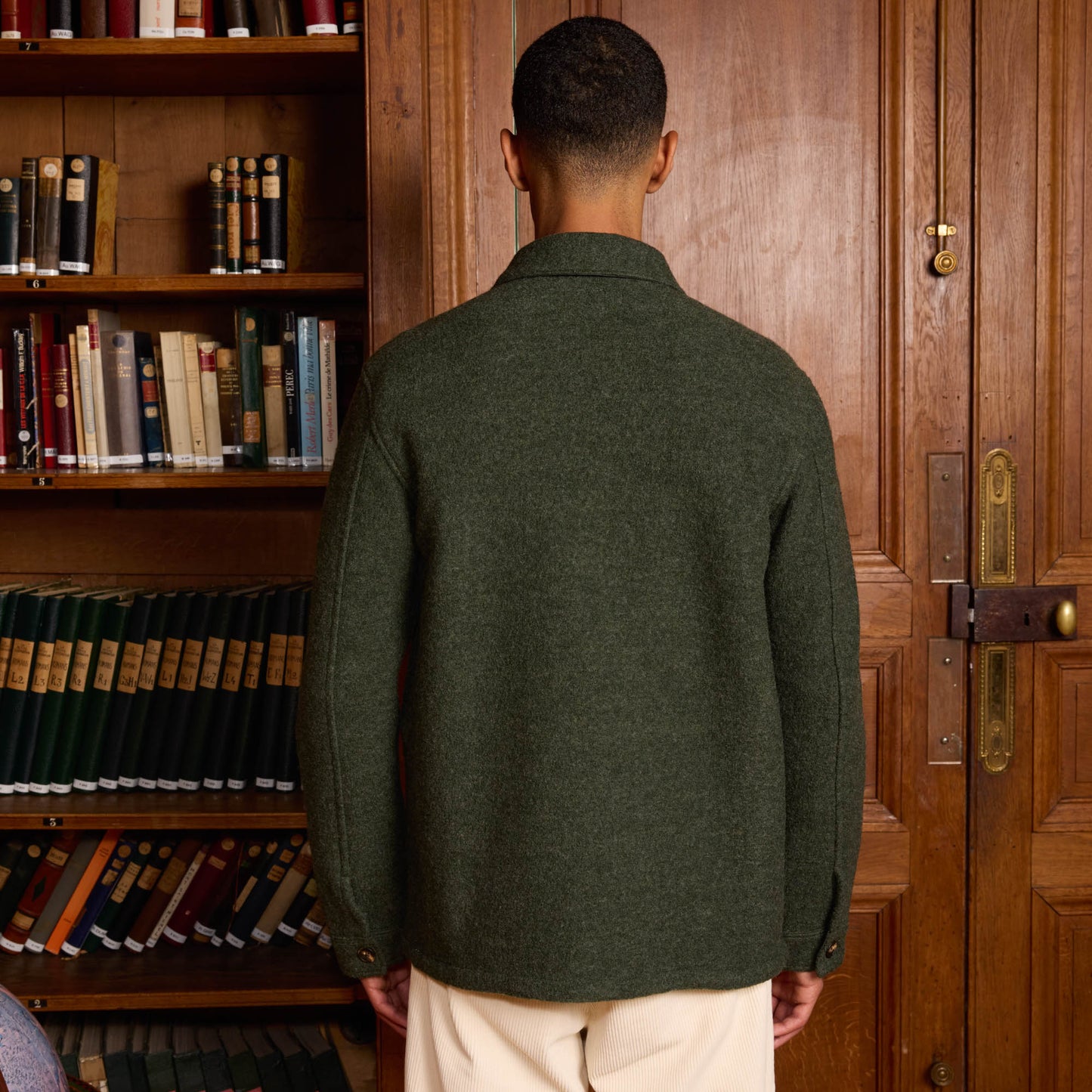 Veste de travail en laine bouillie verte