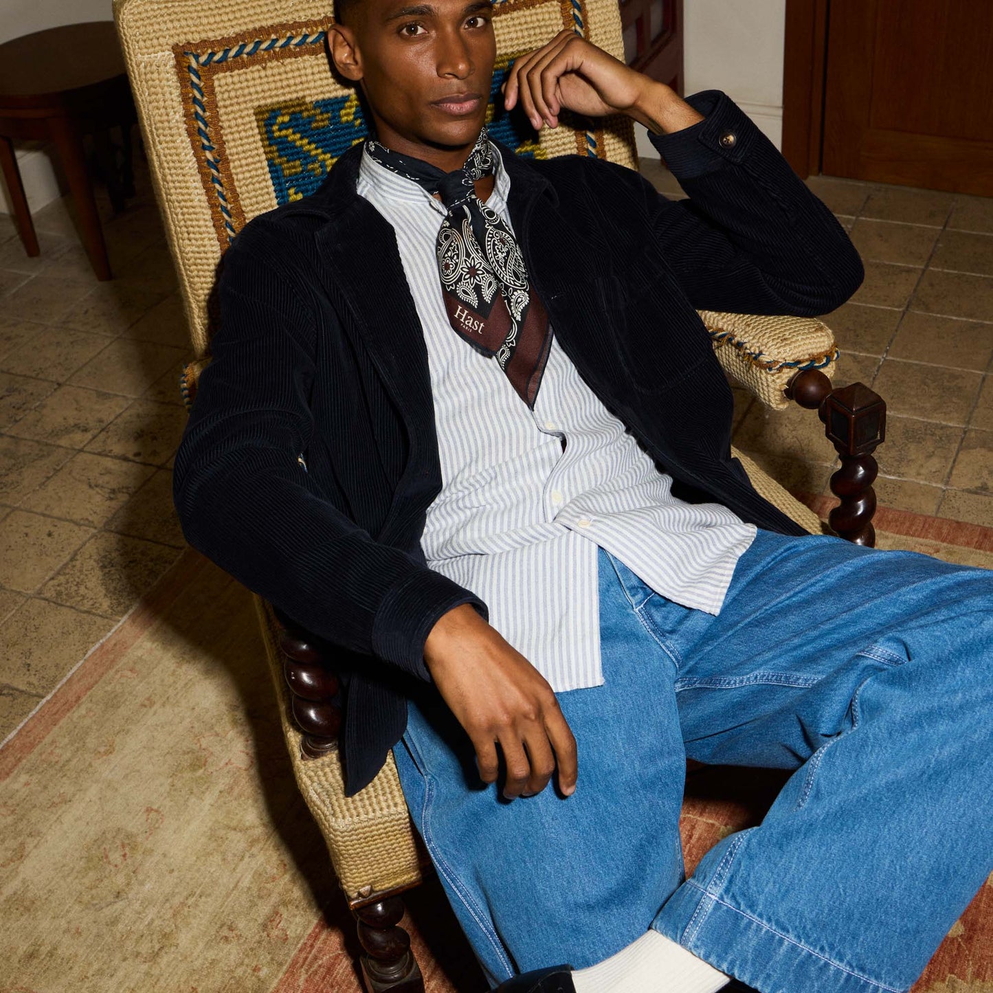 Veste de travail en velours épais marine