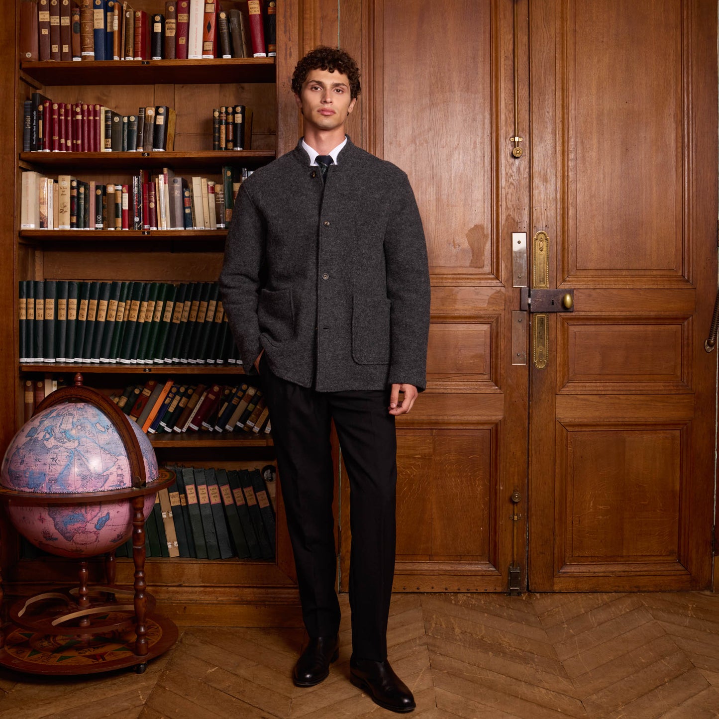 Grey boiled wool work jacket