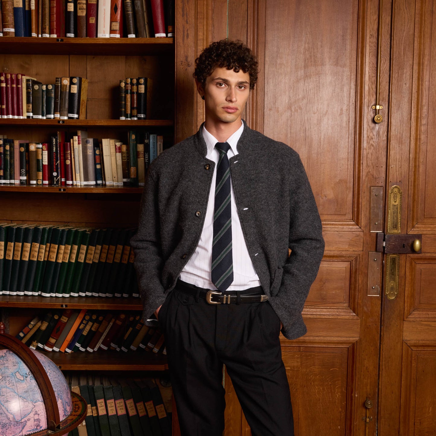 Grey boiled wool work jacket