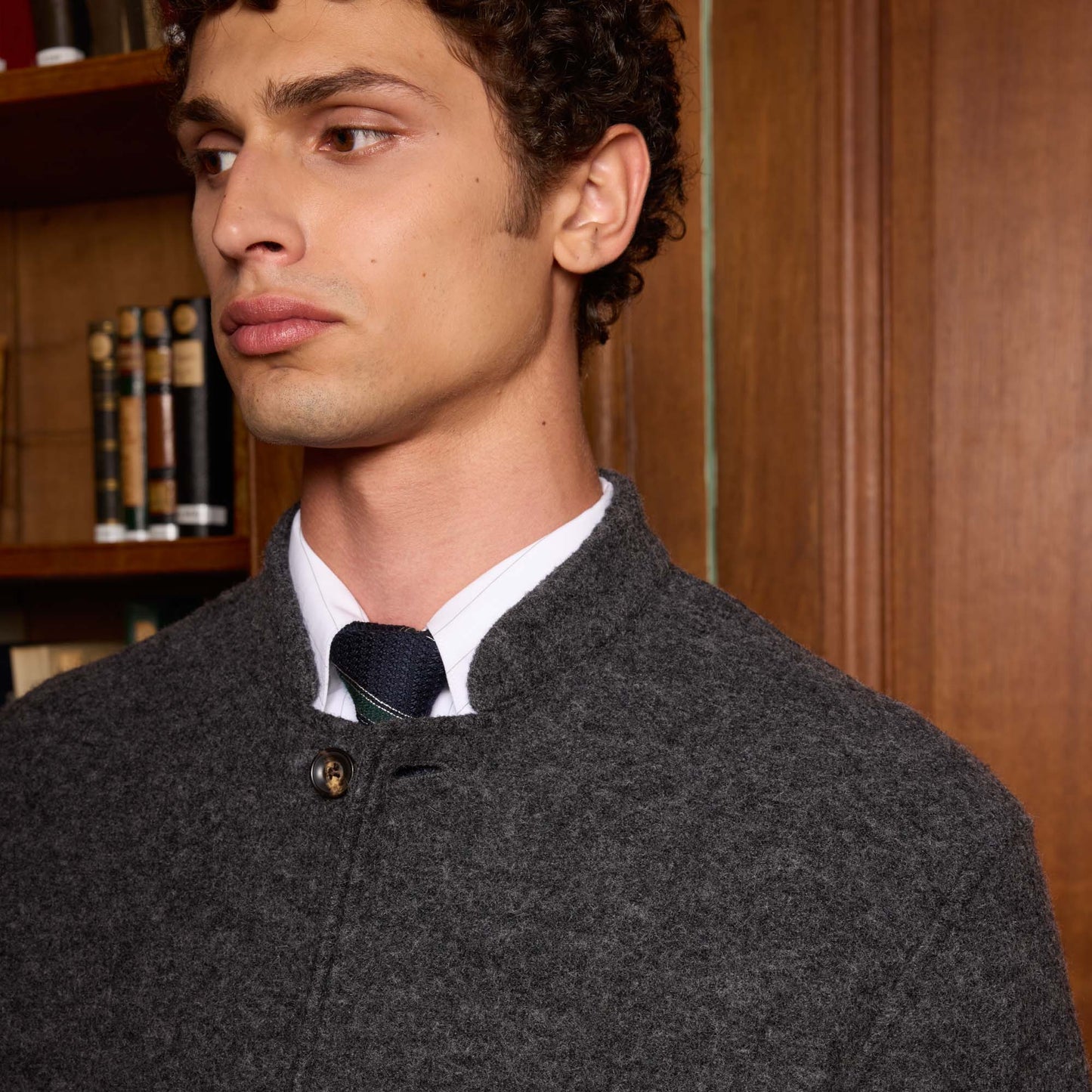 Grey boiled wool work jacket