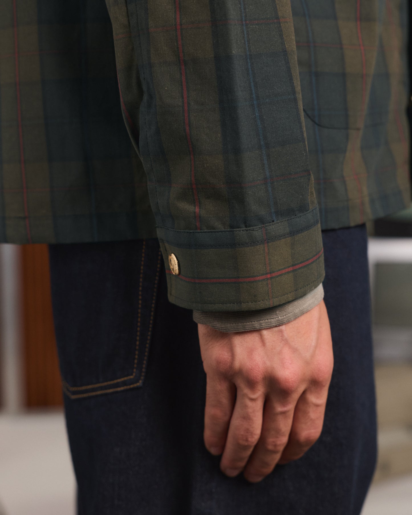 Veste en tartan kaki Halley Stevensons