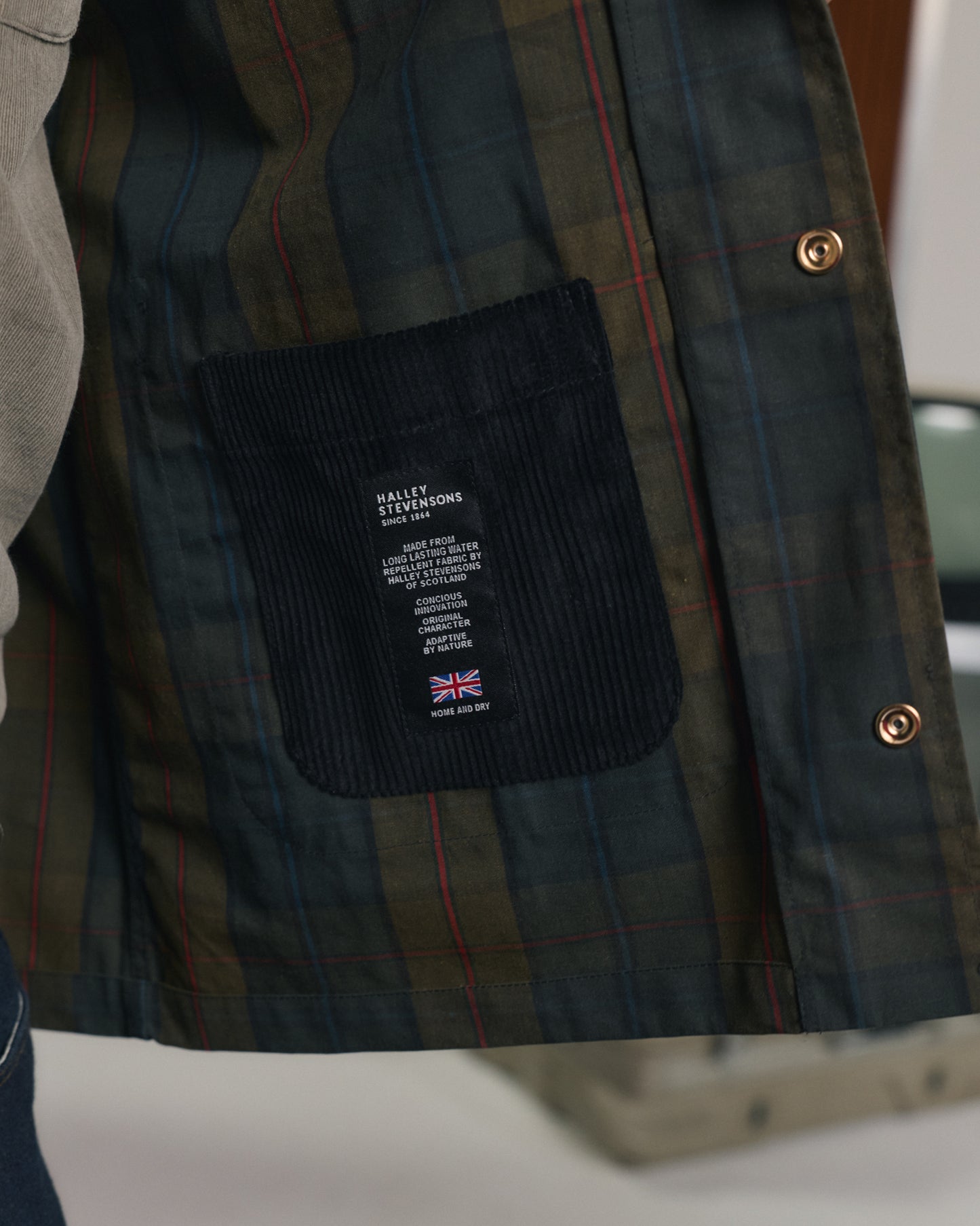 Veste en tartan kaki Halley Stevensons