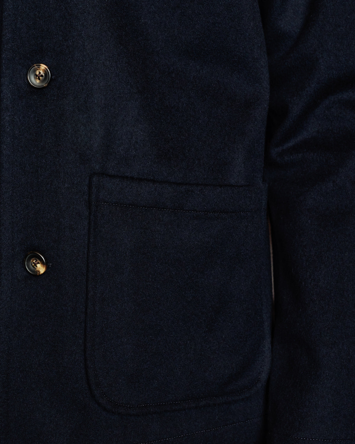 Navy Loden wool work jacket with band collar