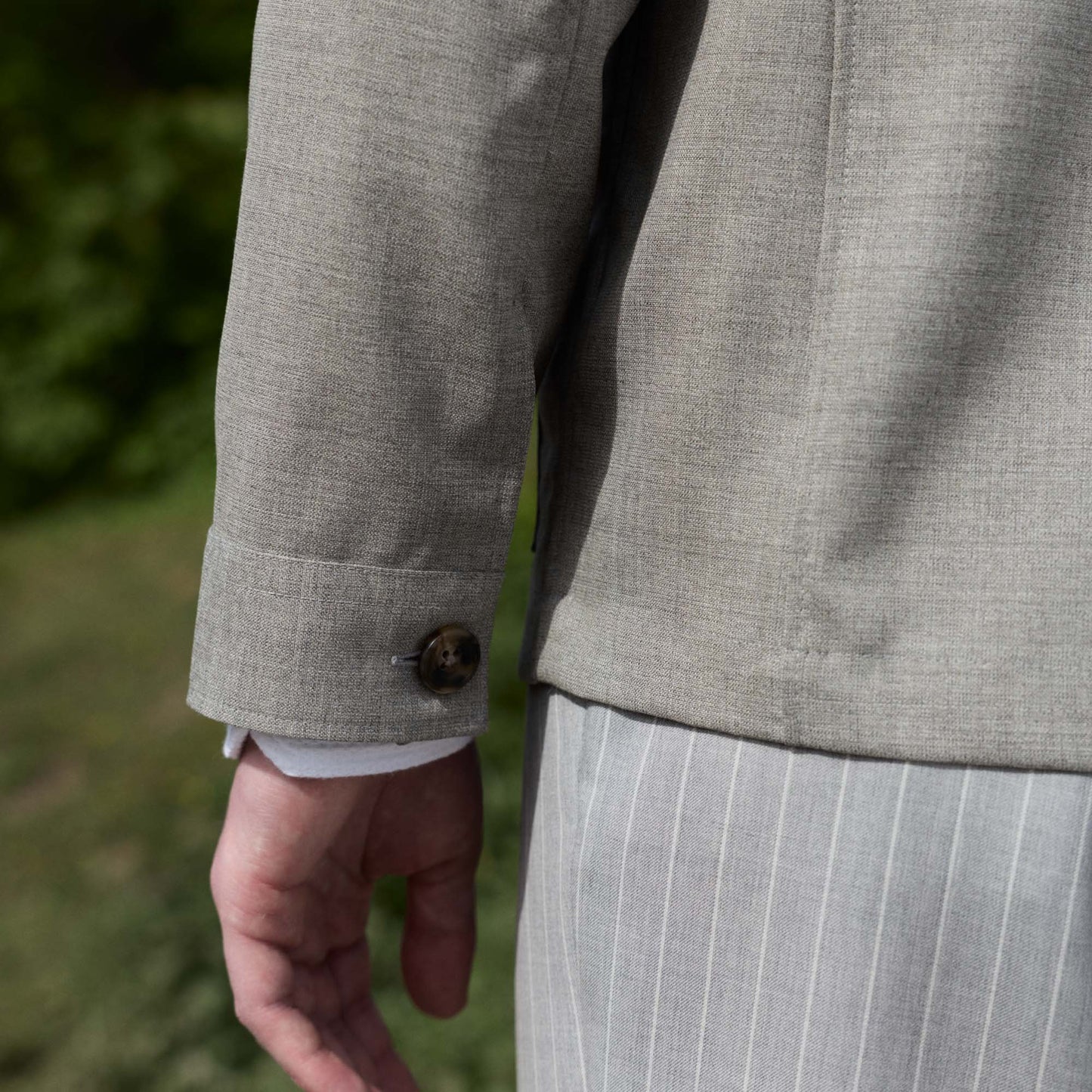 Veste atelier en laine froide sable
