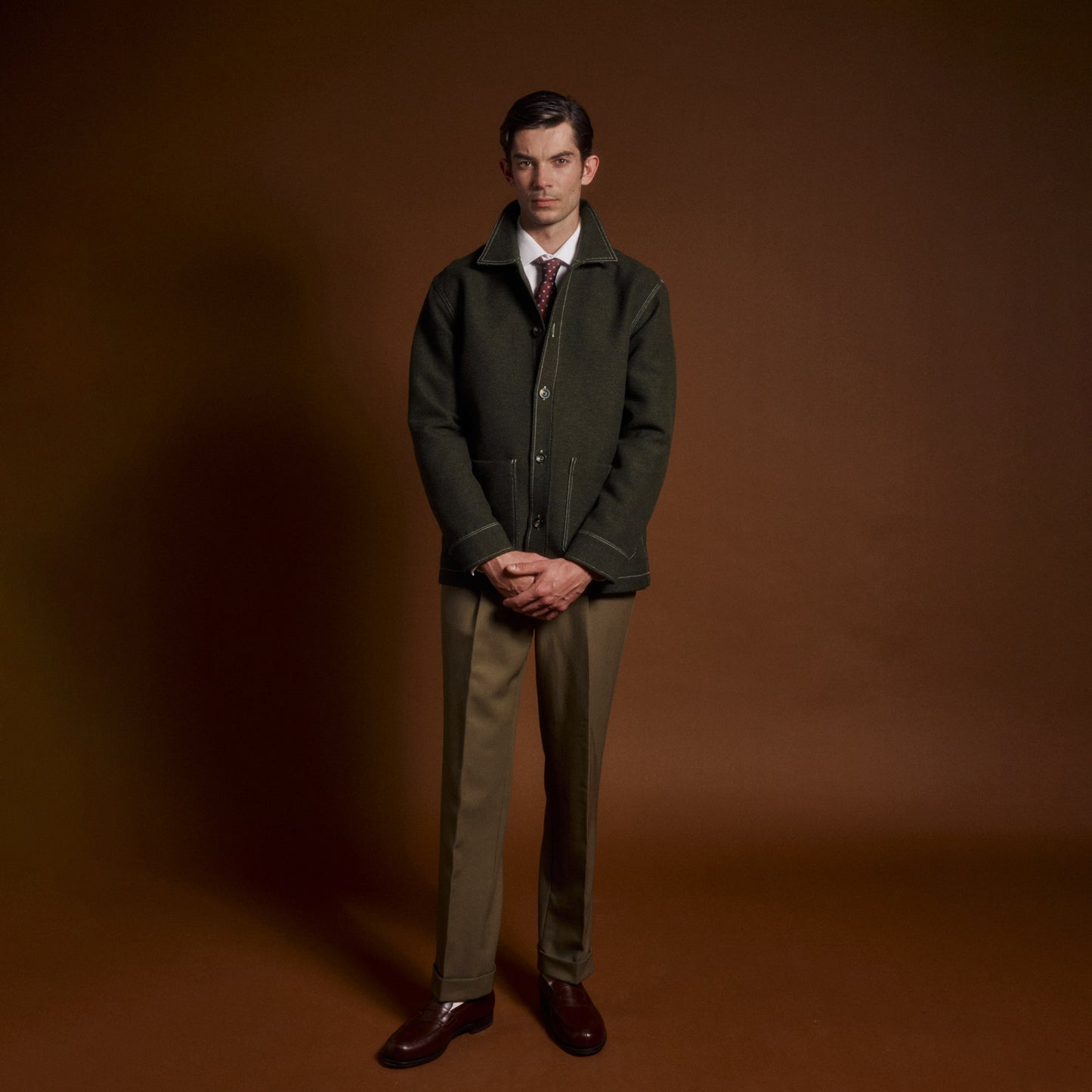 Veste décontractée double-face en laine italienne