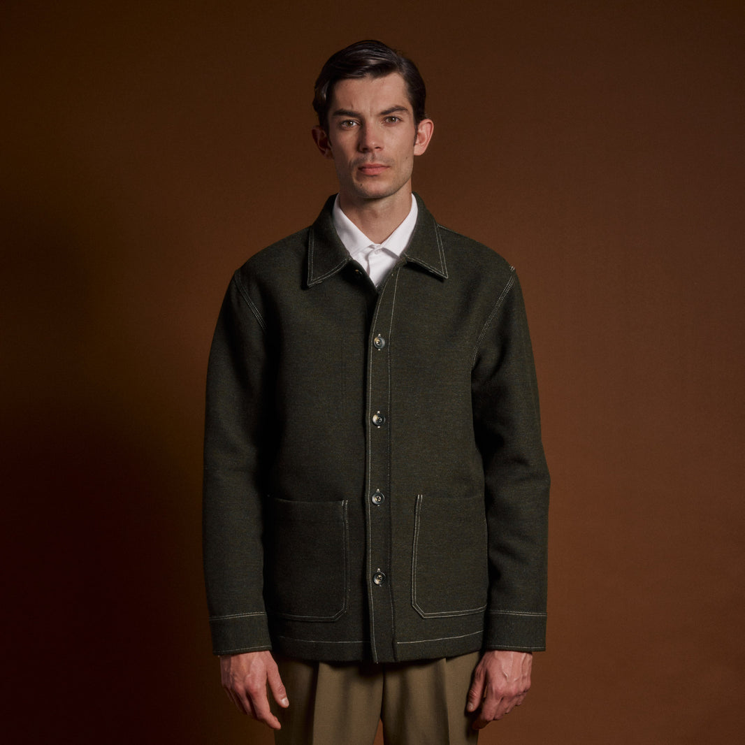 Veste décontractée double-face en laine italienne