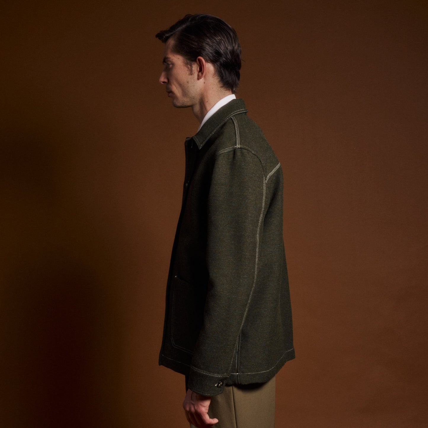 Veste décontractée double-face en laine italienne