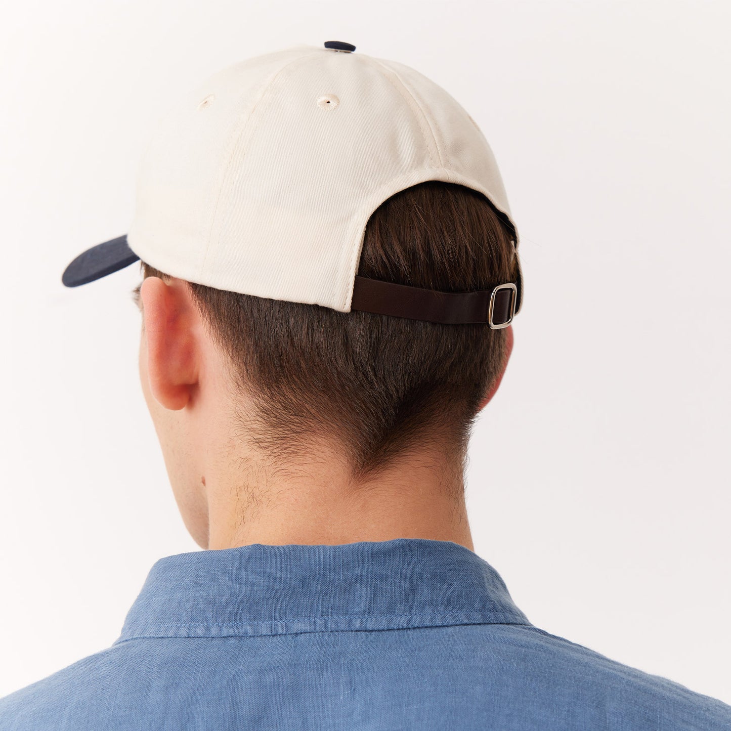 Embroidered ecru and navy cap