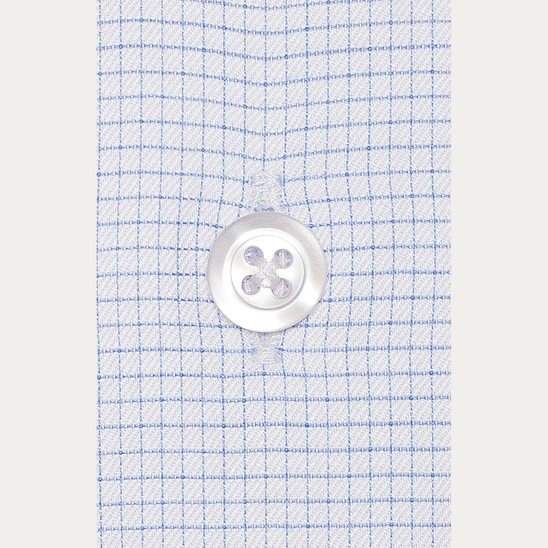 Double-twisted twill shirt with fine blue checks