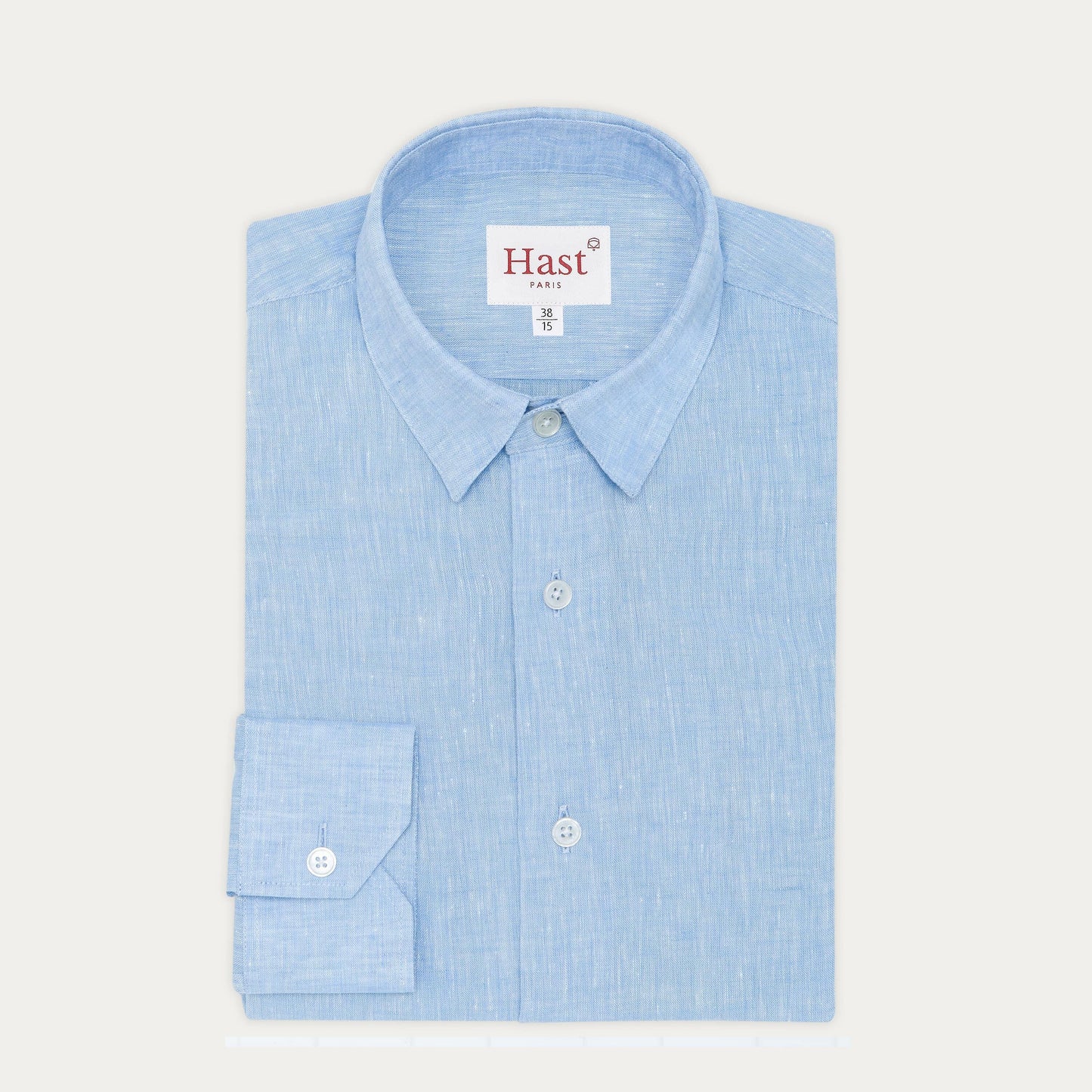 Chemise cintrée en lin texturée bleue