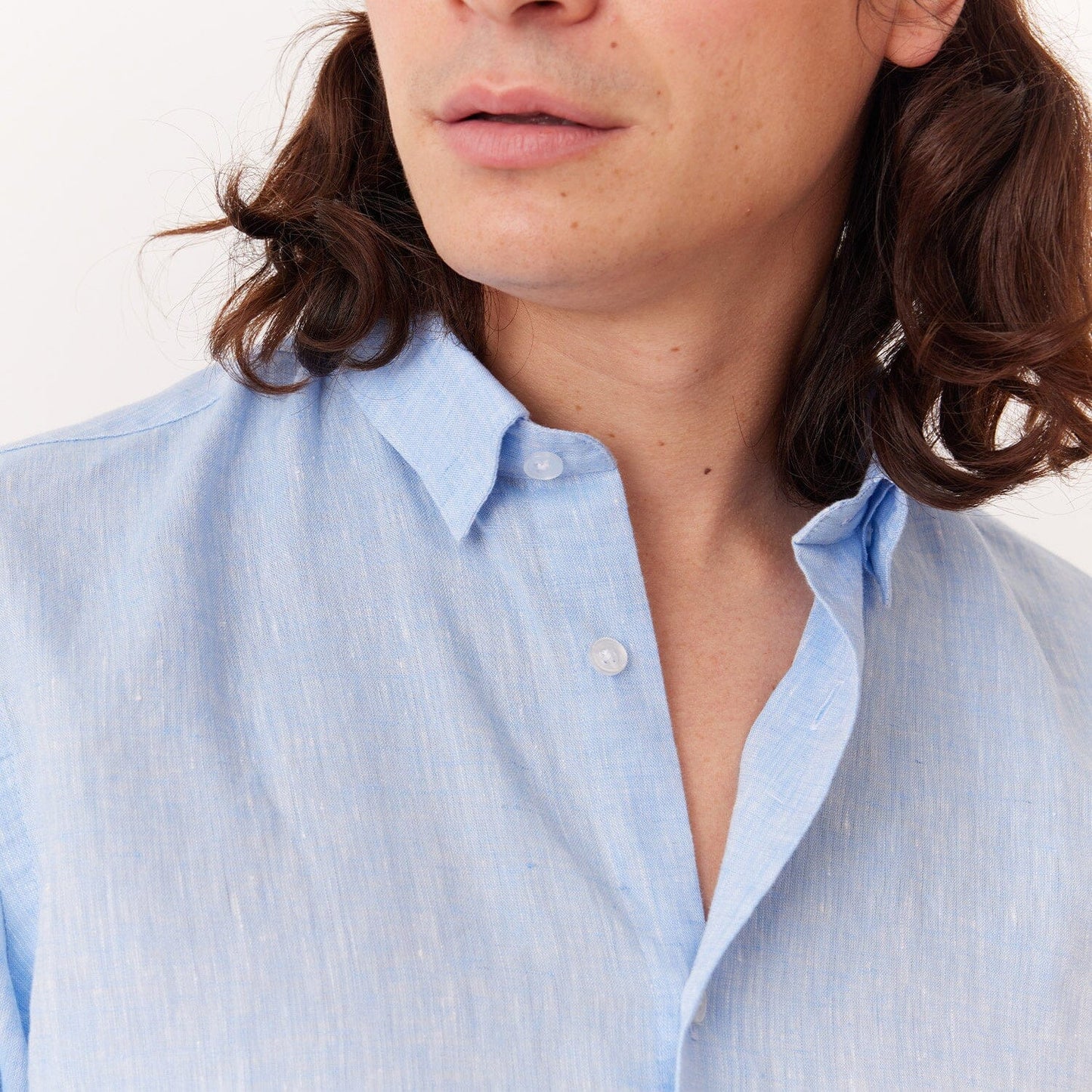 Blue textured linen fitted shirt