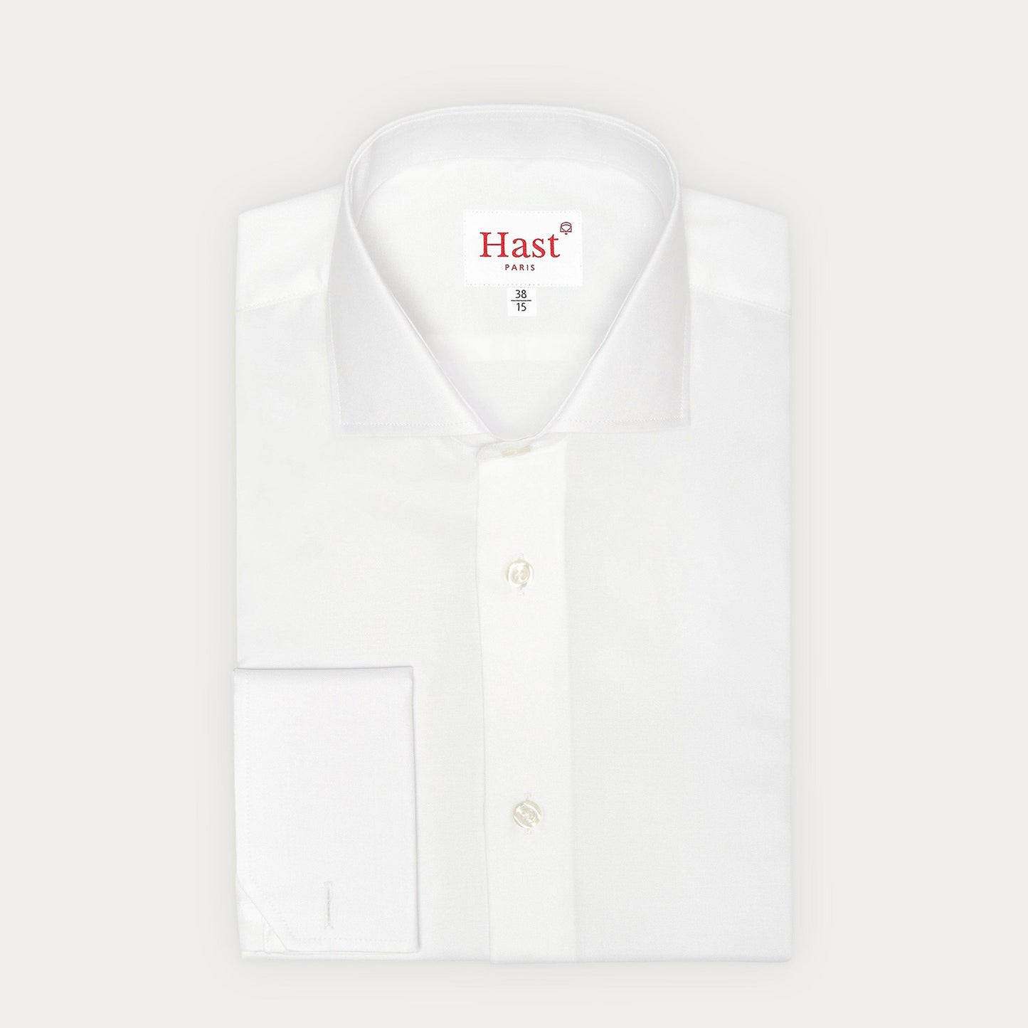 Chemise classique en oxford blanche à poignets mousquetaires